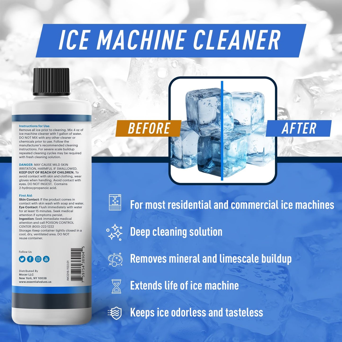 Ice Machine Cleaner and Descaler 16 fl oz Descaler | Ice Maker Cleaner Compatible with All Major Brands (Scotsman, KitchenAid, Affresh, Opal, Manitowoc) (6 pack)