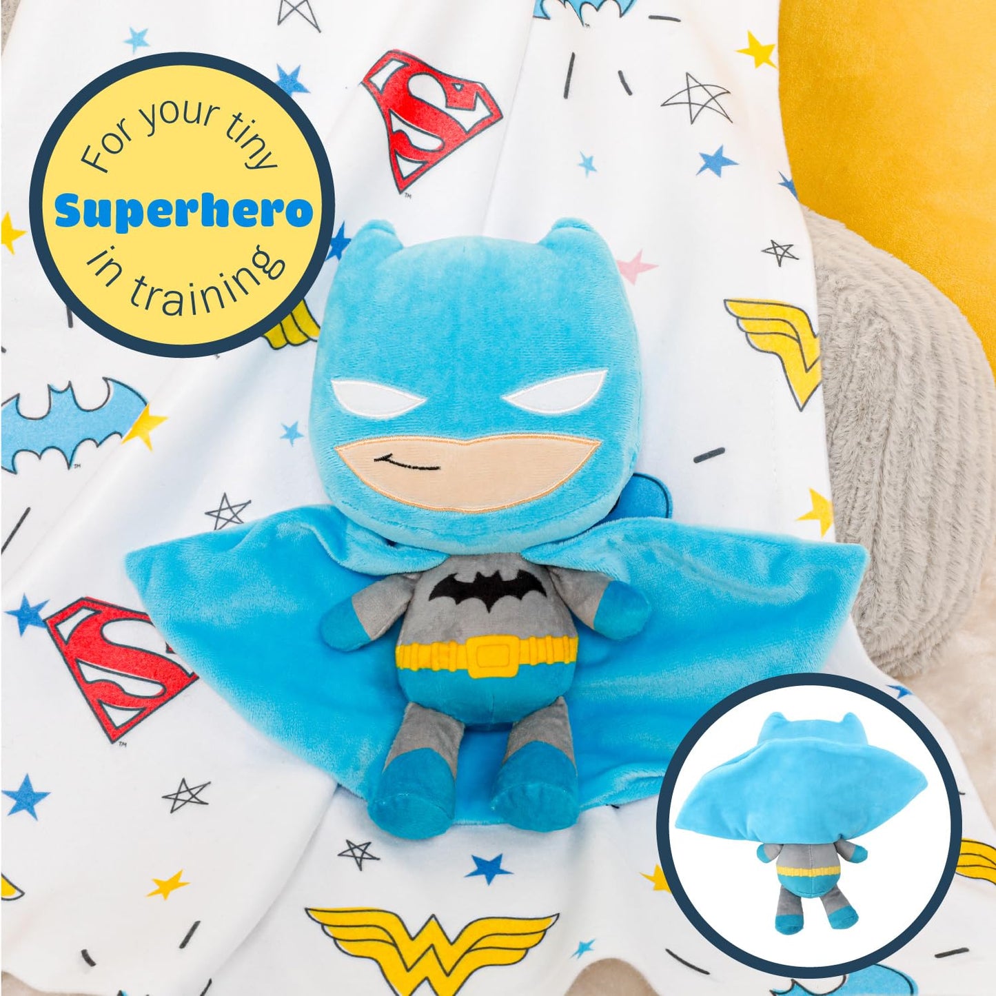 KIDS PREFERRED DC Comics The Batman Soft Huggable Weighted Stuffed Animal Cute Plush Toy for Toddler Boys and Girls, Gift for Kids, Dark Knight 10 inches