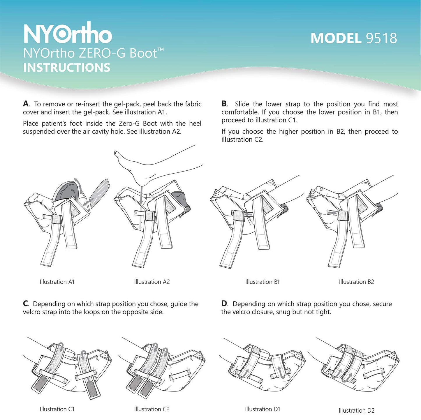 NYOrtho Heel Protectors For Pressure Sores - Soft Fabric Heel Protector - Heel Offloading Boot With Cooling Gel Pack - Ankle Pillow For Ulcers - Made in USA