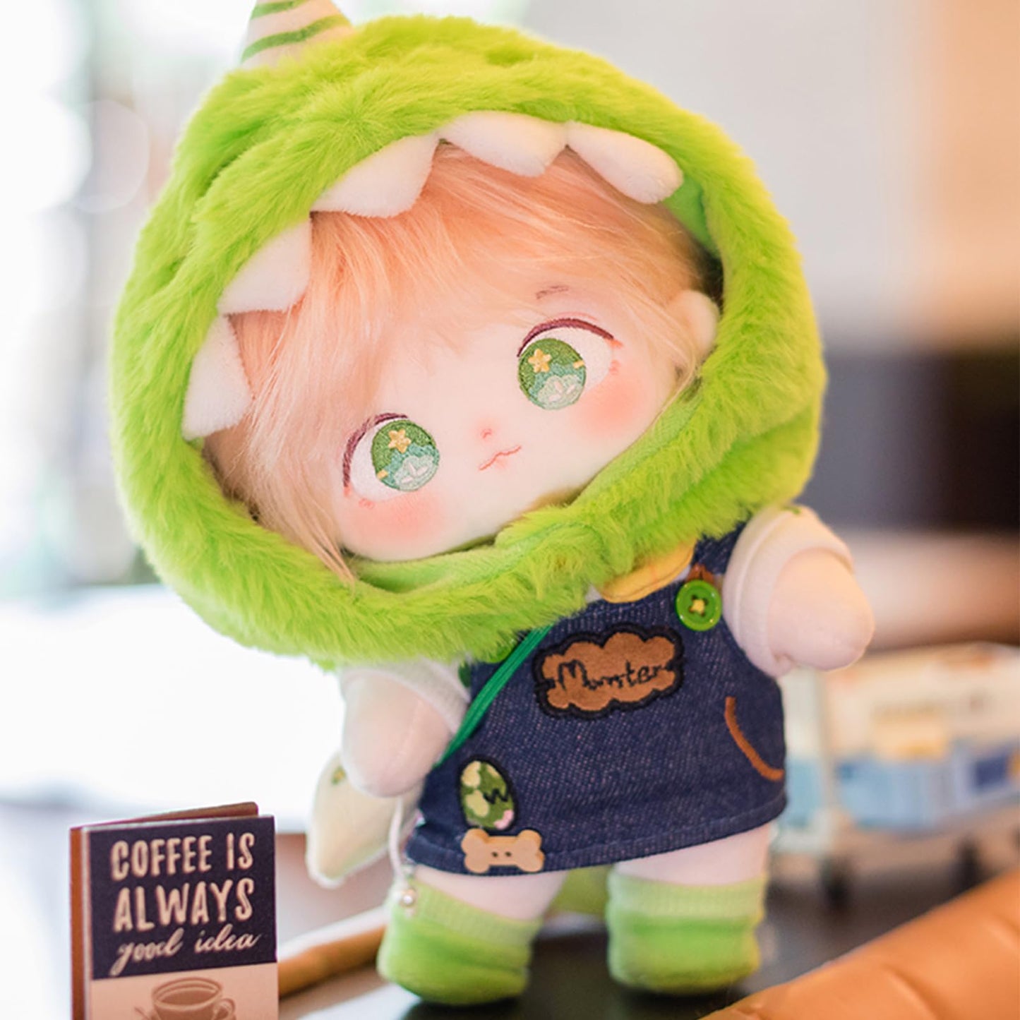 CALEMBOU 20cm Plush Doll, Cute Soft Stuffed Dress up Doll with Skeleton, Kawaii Plush Toys for Birthday with Clothes (Taoyaoyao + Dinosaur Exodus Set)