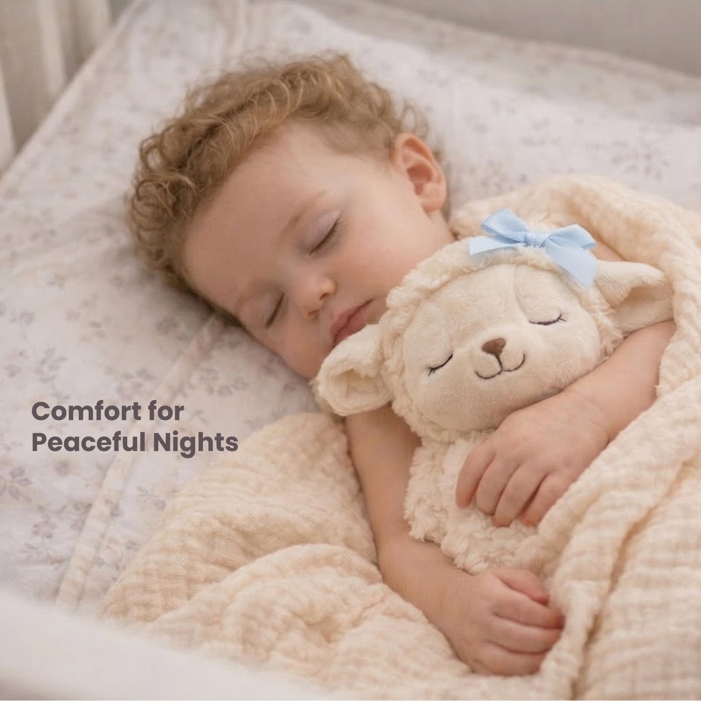 Highmark Collective Baptism Gift for Boy Baptism Set with 10" Praying Lamb Plush Toy with Blue Bow, Bamboo Muslin Blanket & First Prayer Book, Ready to Gift Keepsake Box