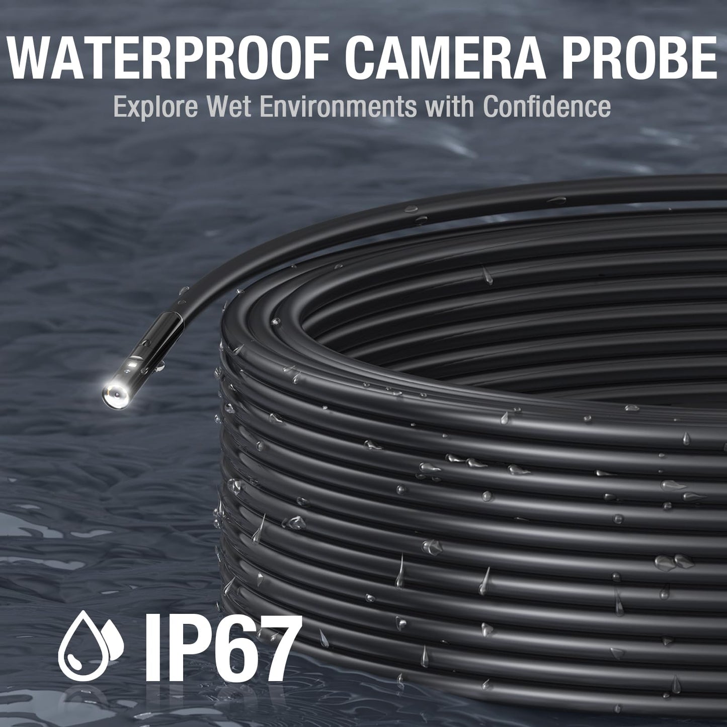 50ft Sewer Camera, Teslong 1080P Drain Plumbing Snake Inspection Camera with Light, 50 ft Flexible Borescope Endoscope Duct Fiber Optic Scope Cam