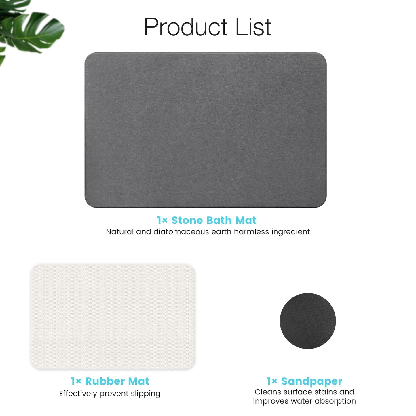 Greenturf Large Diatomite Stone Bath Mat, Premium Non-Slip Natural Diatomaceous Earth Bathtub Fast Drying Mats for Bathroom Floor (30" x 17" Dark Grey)