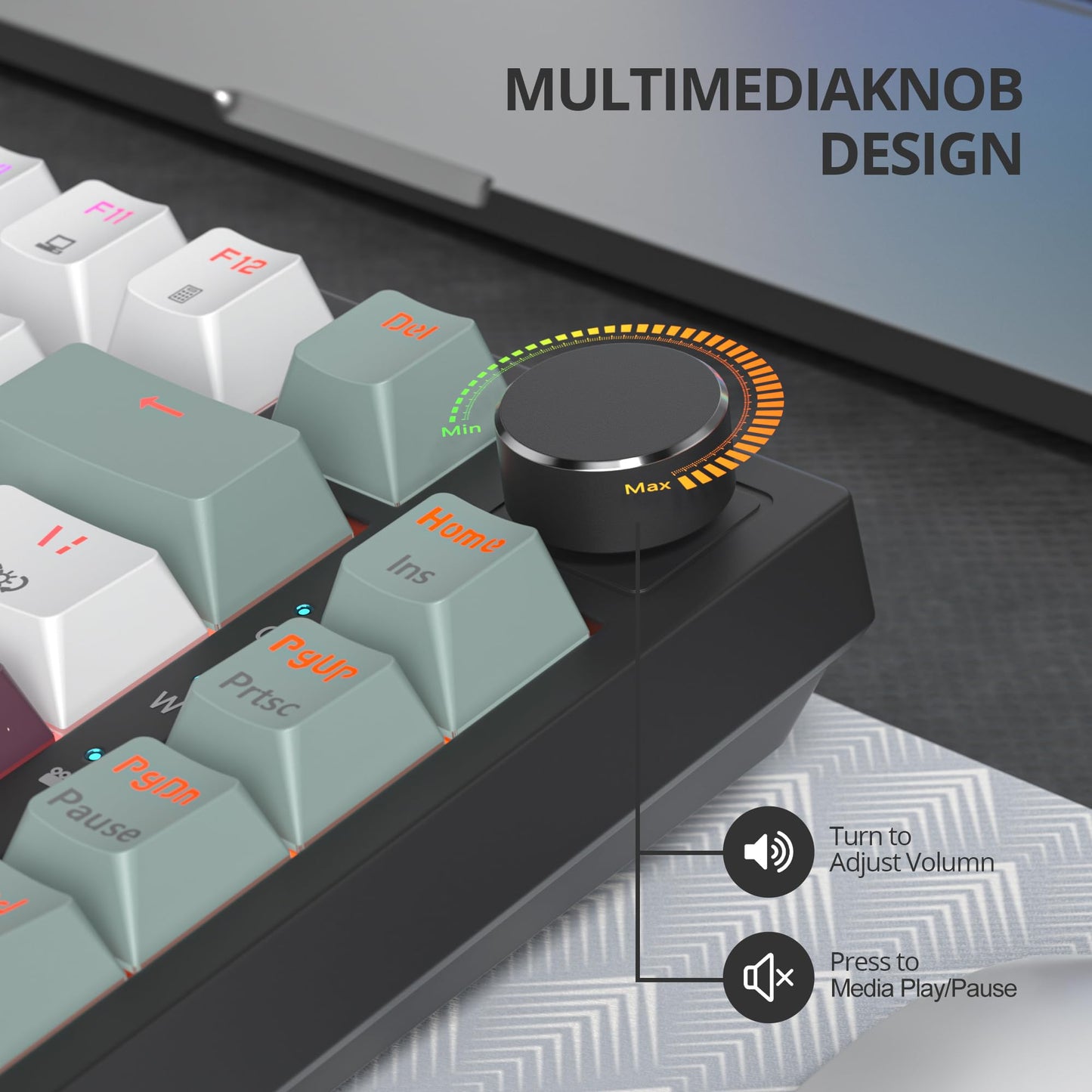 iRoboosta 75% Green Mechanical Gaming Keyboard, Hot Swappable RGB Custom Keyboard with Knob, Gasket Mount Wired TKL Red Switch Keyboard 75 Percent, Creamy Mechanical Keyboard (82 Green White)