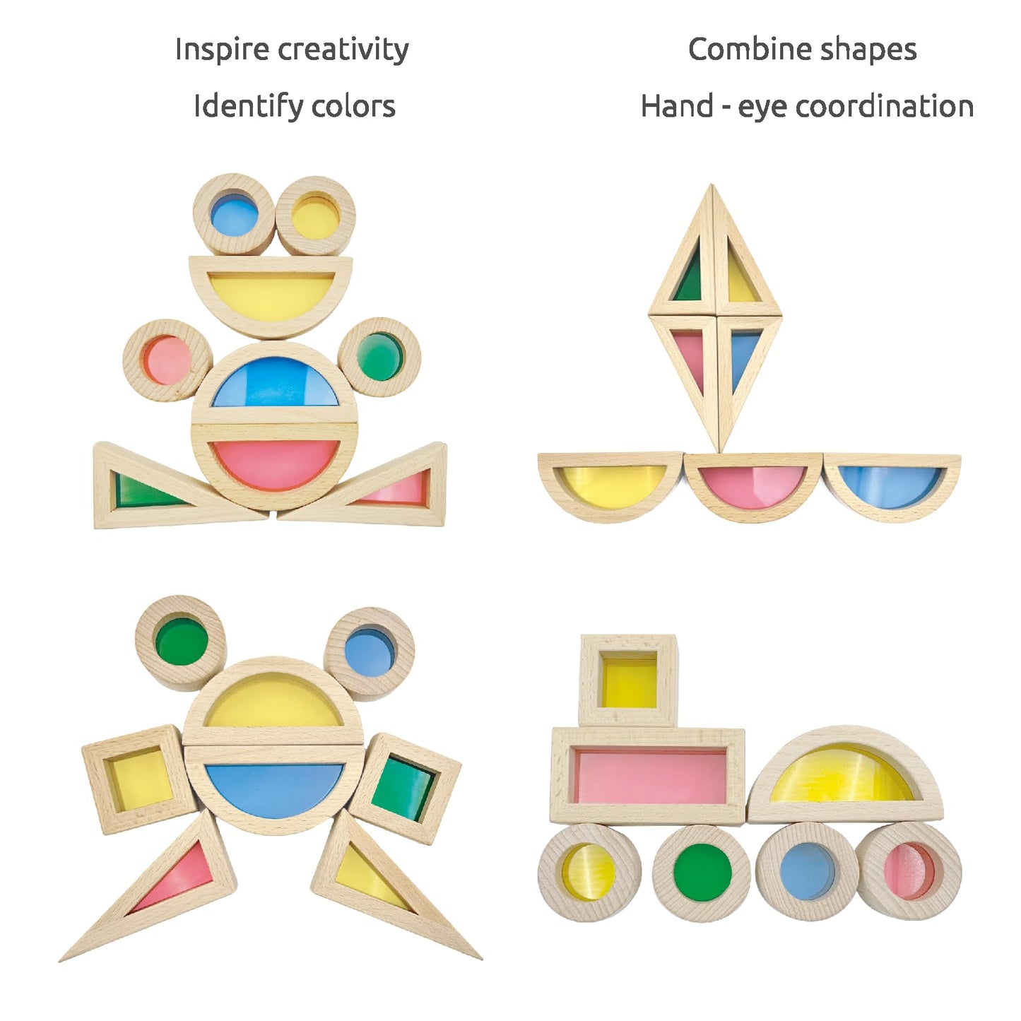 Rainbow Acrylic Stacking Blocks - 24PCS Montessori Toy and Construction Toy, Preschool Learning, Educational Toy, Geometry Wooden Toy for Toddler Gift for Endless Fun!