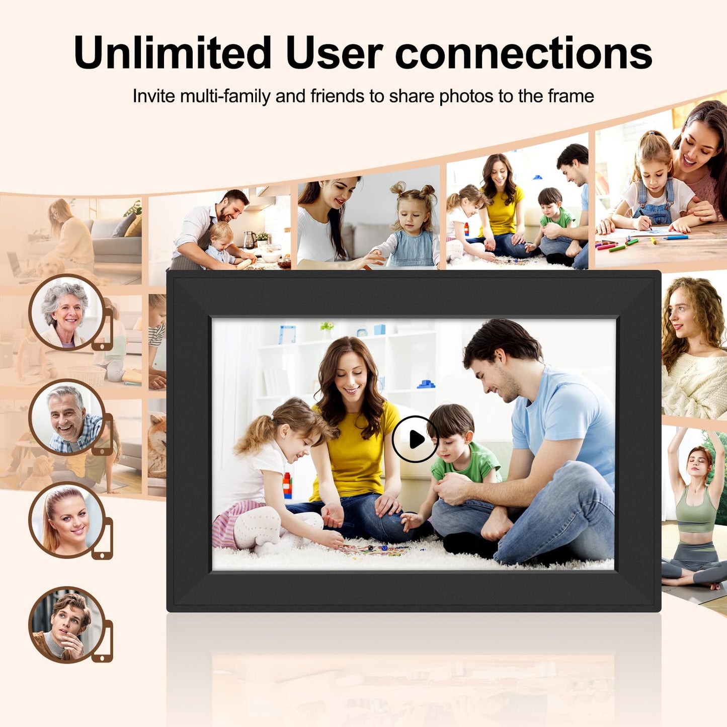 HE Baixu elx 10.1 Inch WiFi Digital Picture Frame, Smart Electronic Clound Digital Photo Frame with 1280 * 800 HD Touch Screen, Instantly Share Photos & Video, Gift for Friend and Family