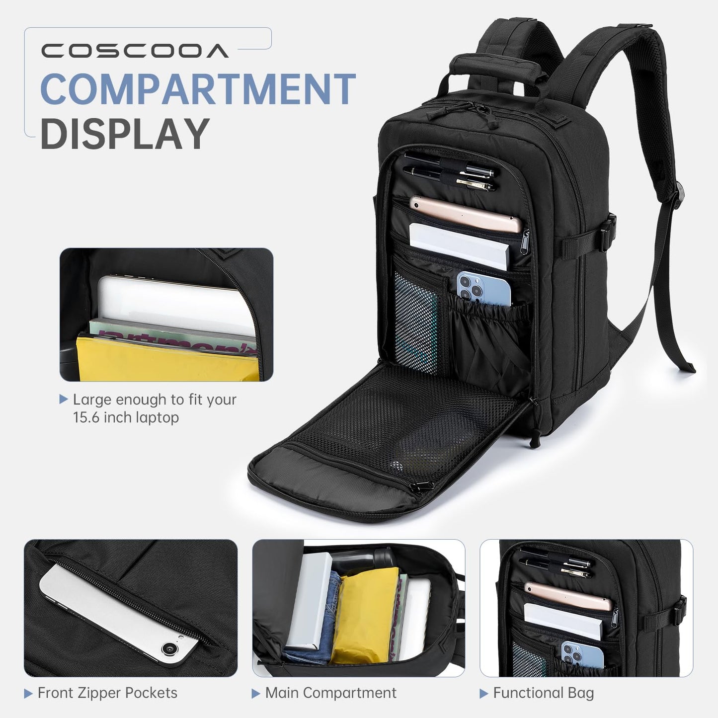 COSCOOA Small Travel Backpack 20L,Personal Item Bag 40x30x15cm,Flight Approved Underseat Travel Bag,Carry on Luggage Bag,Mochila de Viaje,Cabin Size Backpack