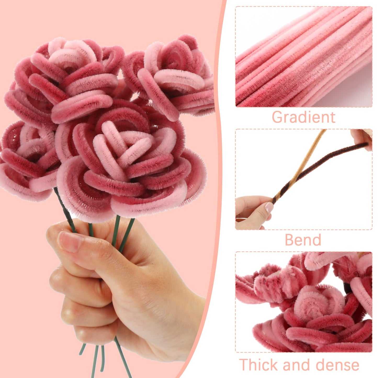DaisyInner 700 Pcs Halloween Fall Pipe Cleaners Craft Bulk Pastel Chenille Stems Flower DIY Gradient Colored Fluffy for School Classroom Thanksgiving Christmas Party Supplies(Bohemia)