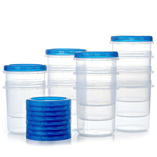 Atecare Food Storage Containers with Twist Top Lids, Ultra Thick Airtight Plastic Containers for Soup, Leftover, Ice Cream, Overnight Oats, BPA Free Stackable Freezer Containers [12 Pack-32 oz]