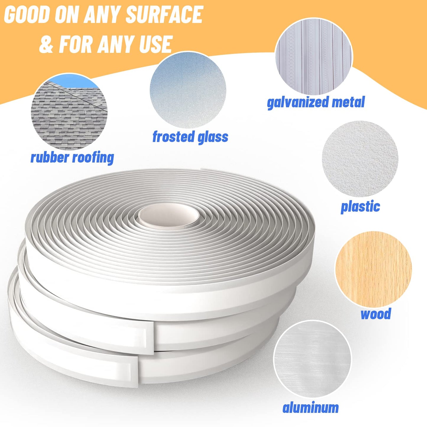 4 Pack White Butyl Sealant Tape, 1/8" x 3/4" x 30 ft, RV Window Sealant, Roof Caulk, EPDM Rubber Patching