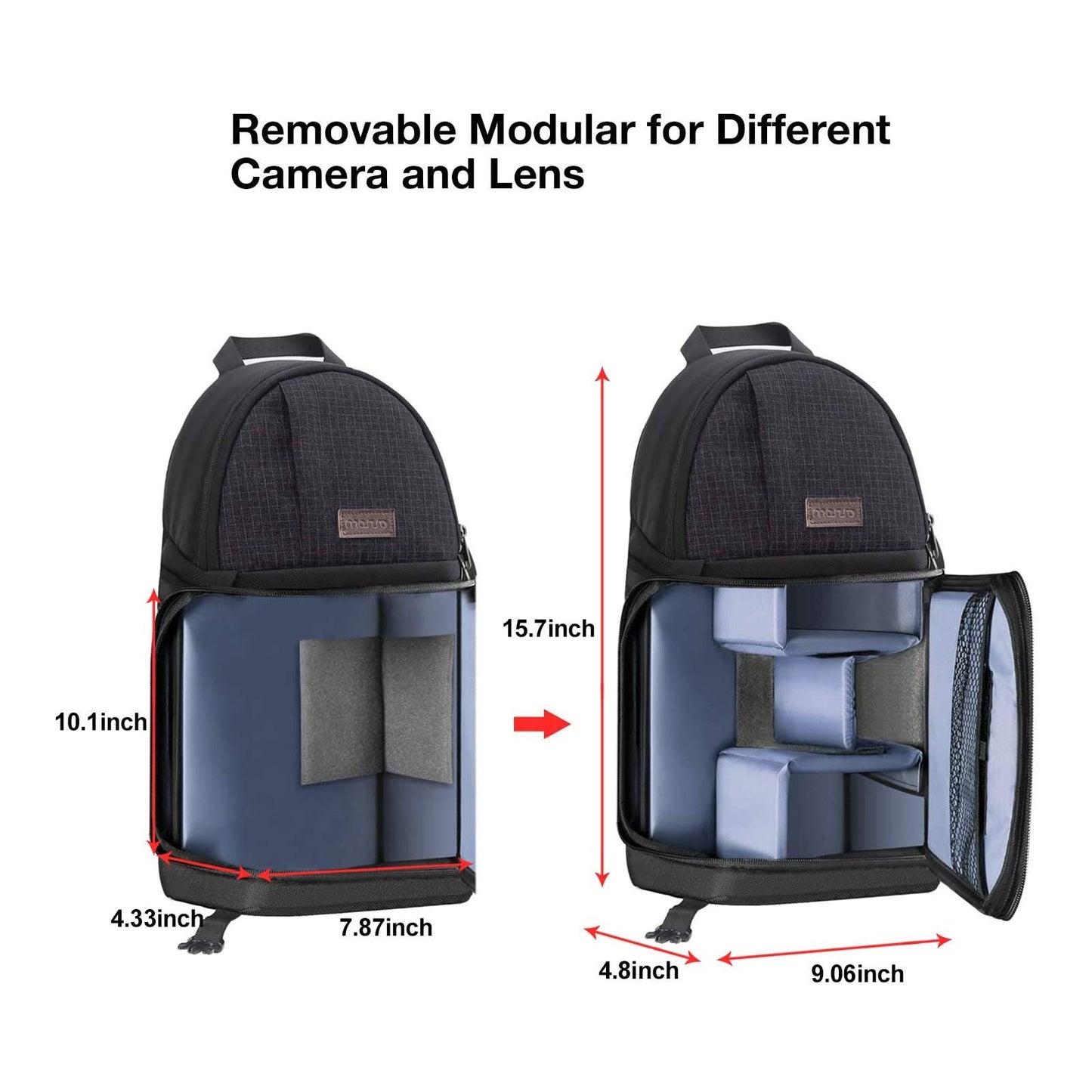 MOSISO Camera Sling Bag, DSLR/SLR/Mirrorless Camera Backpack Case Shockproof Photography Backpack with Tripod Holder & Removable Modular Inserts Compatible with Canon/Nikon/Sony/Fuji, Black