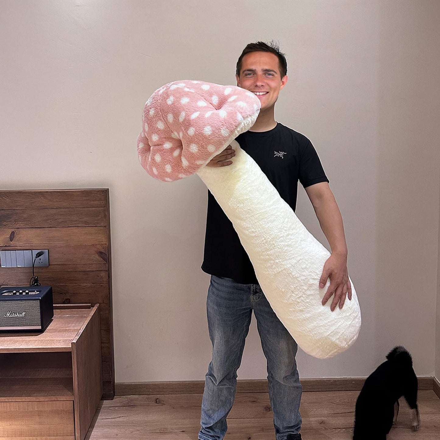 Hofun4U Mushroom Plush Pillow - 51 inch Mushroom Shaped Stuffed Long Pillow - Mushroom Stuffed Pillow - Christmas Birthday Sofa Home Decoration (Pink)
