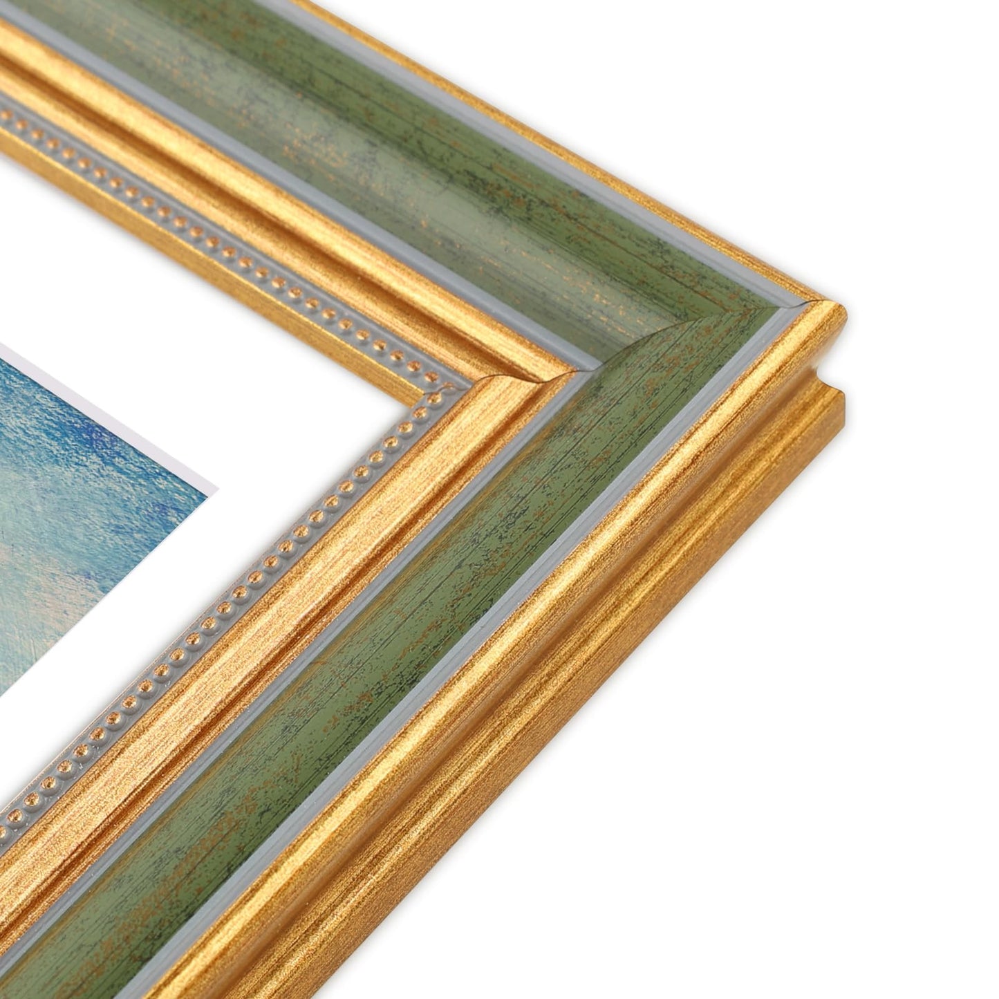 Golden State Art,16x20 Ornate Picture Frame with White Mat for 11x14 Photo or Display 16 x 20 Print without Mat Color Green Gold(Plexiglass Front)