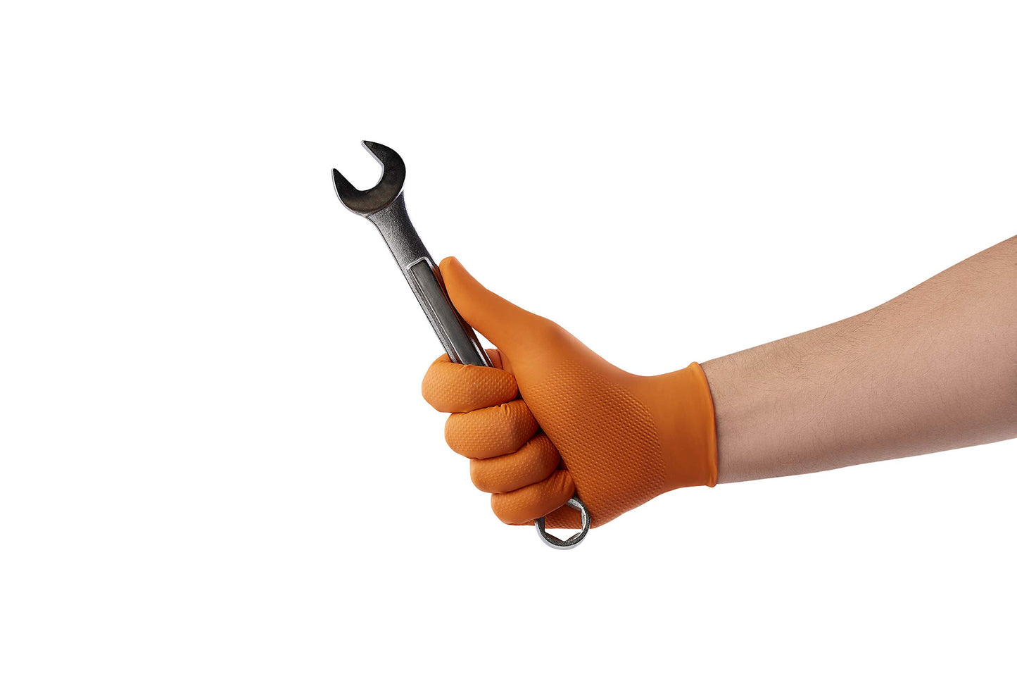Venom Steel Maximum Grip Nitrile Gloves, 8 Mil Thick, Raised Diamond Texture For Grip, Puncture and Rip Resistant, Hi-Visibility Orange, Large (100 Count)