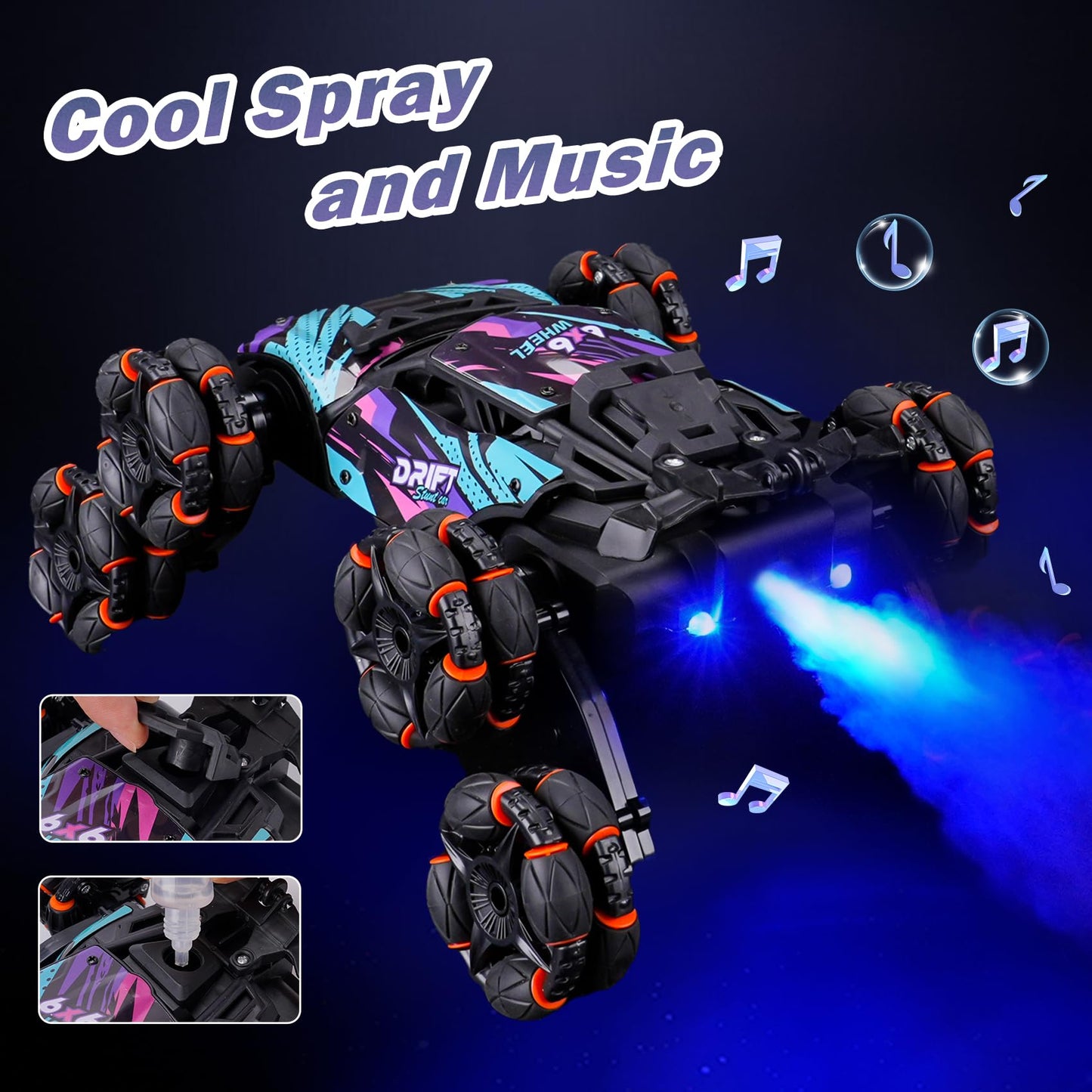 NEXBOX Cool 8 Wheels Hand Controlled RC Stunt Car Toys, Xmas Gifts and Birthday Presents for Kids, Gesture Sensing Remote Control Cars for Boys Age 6 7 8-10 11 12 Year Old
