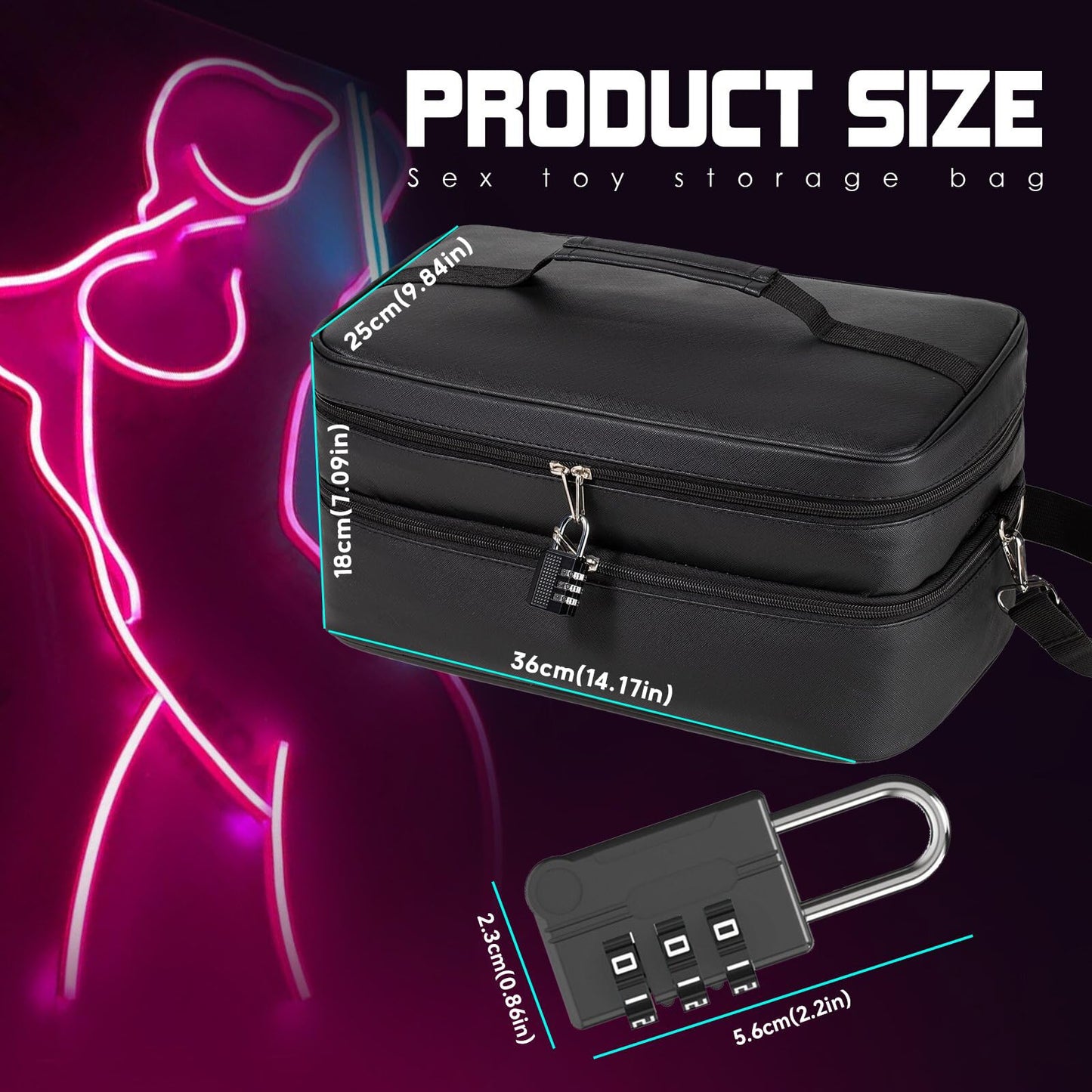 Lockable Sex Toy Storage Bag Lockable Sex Toy Box Adult Toy Gaming Storage Organizer Case – 2-Layer Discreet Toy Bag with Dual Locks, Reusable Storage Box and Toy Bags for Women and Men