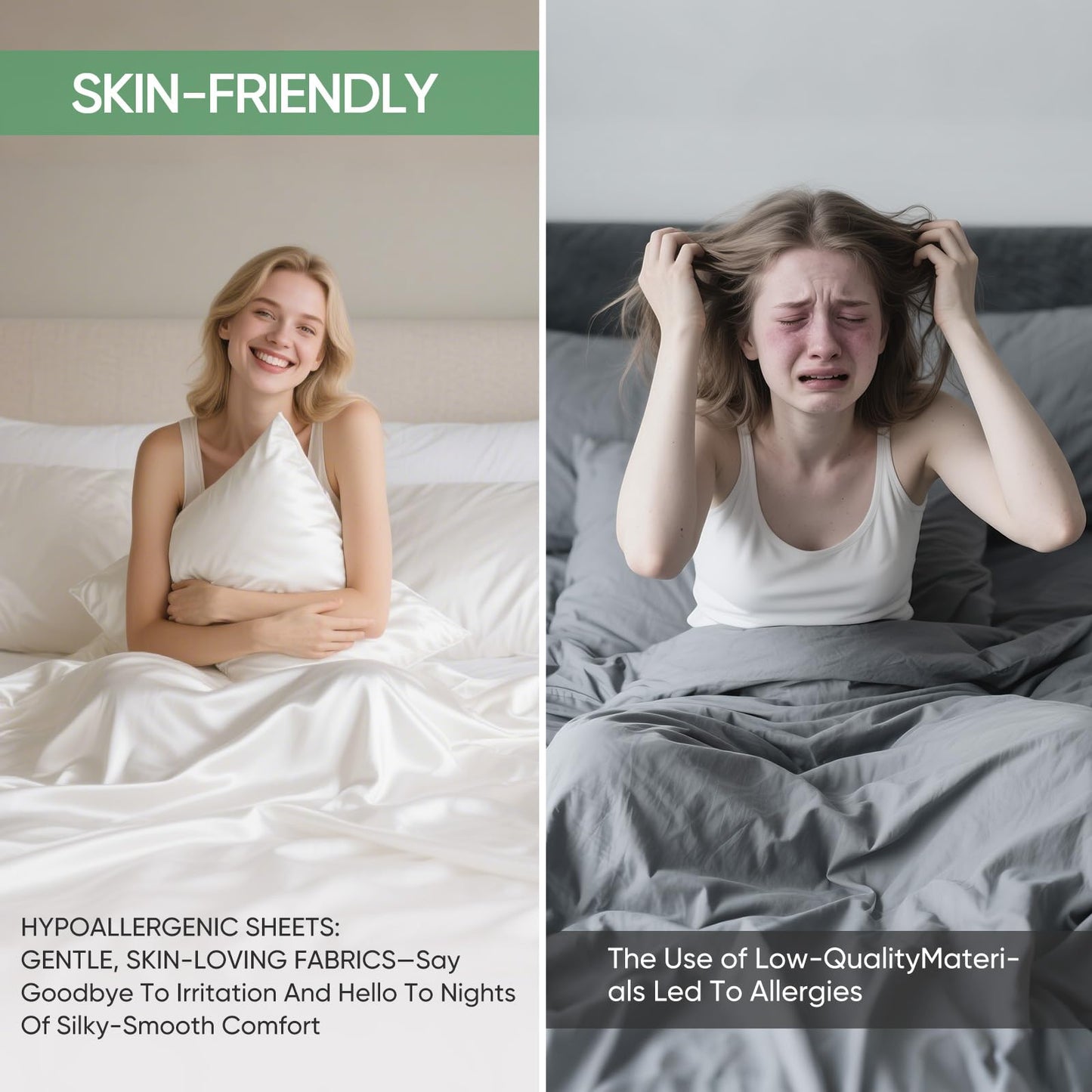 Luxury Organic Tencel & Viscose from Bamboo Cooling Sheet Set,Silky Soft Lyocell Sheets with Deep Pocket, Hypoallergenic & Breathable Bedding with Pillowcases (White, Queen)