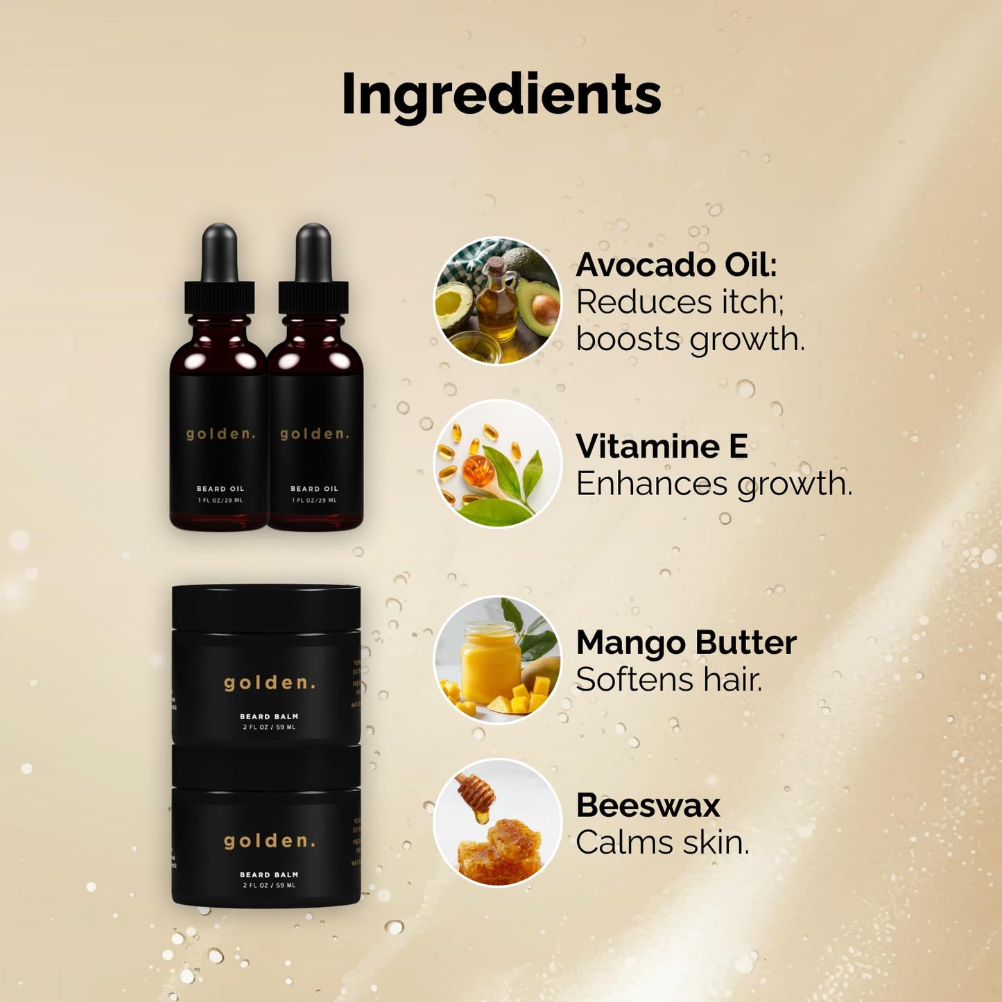 Golden Grooming Beard Oil & Balm Bundle for Men | Natural Growth Kit with Shea Butter | 2-Set Regular | Fresh Scent