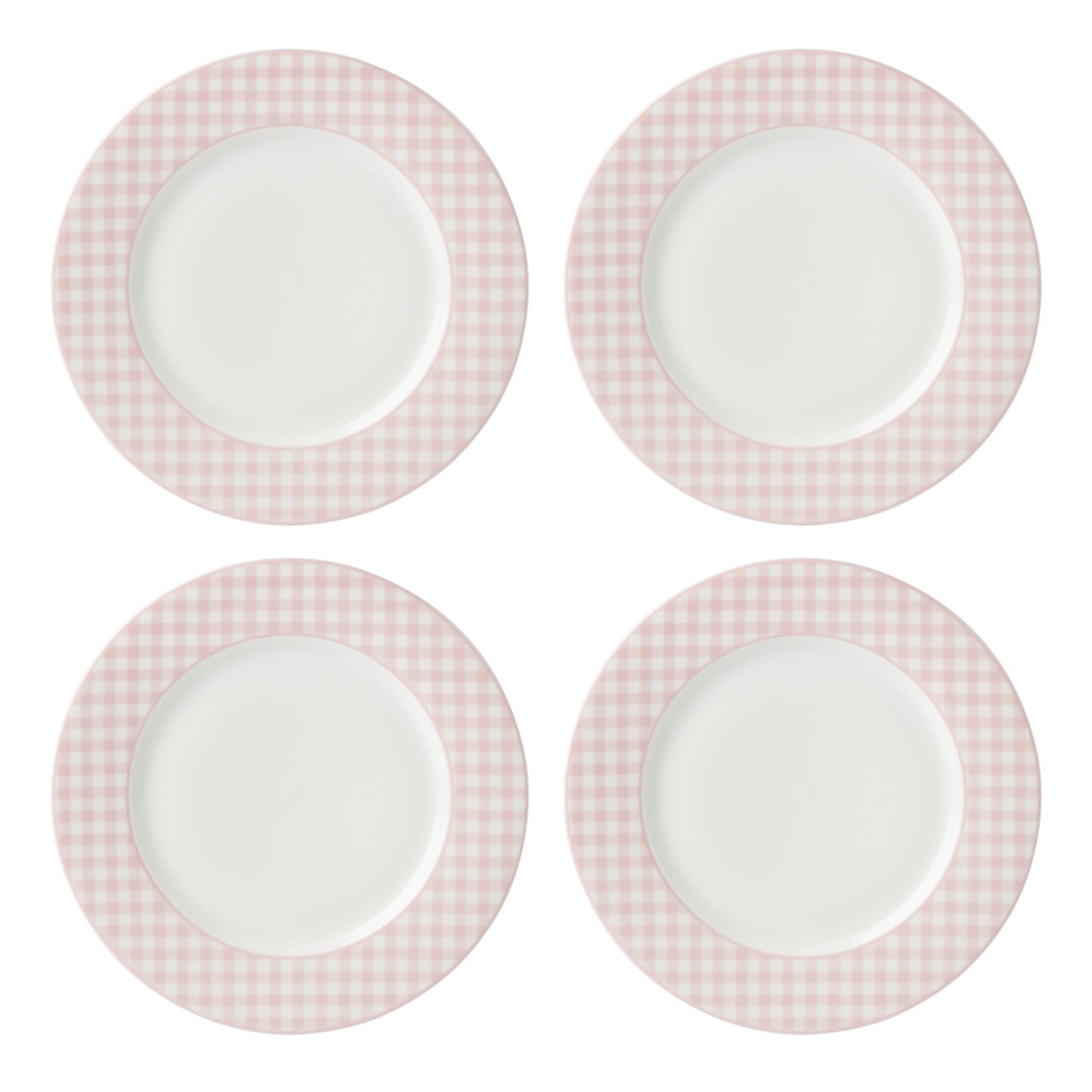 Lenox 897166 Gingham Dinner Plates, Set of 4, Pink, Valentine's Day