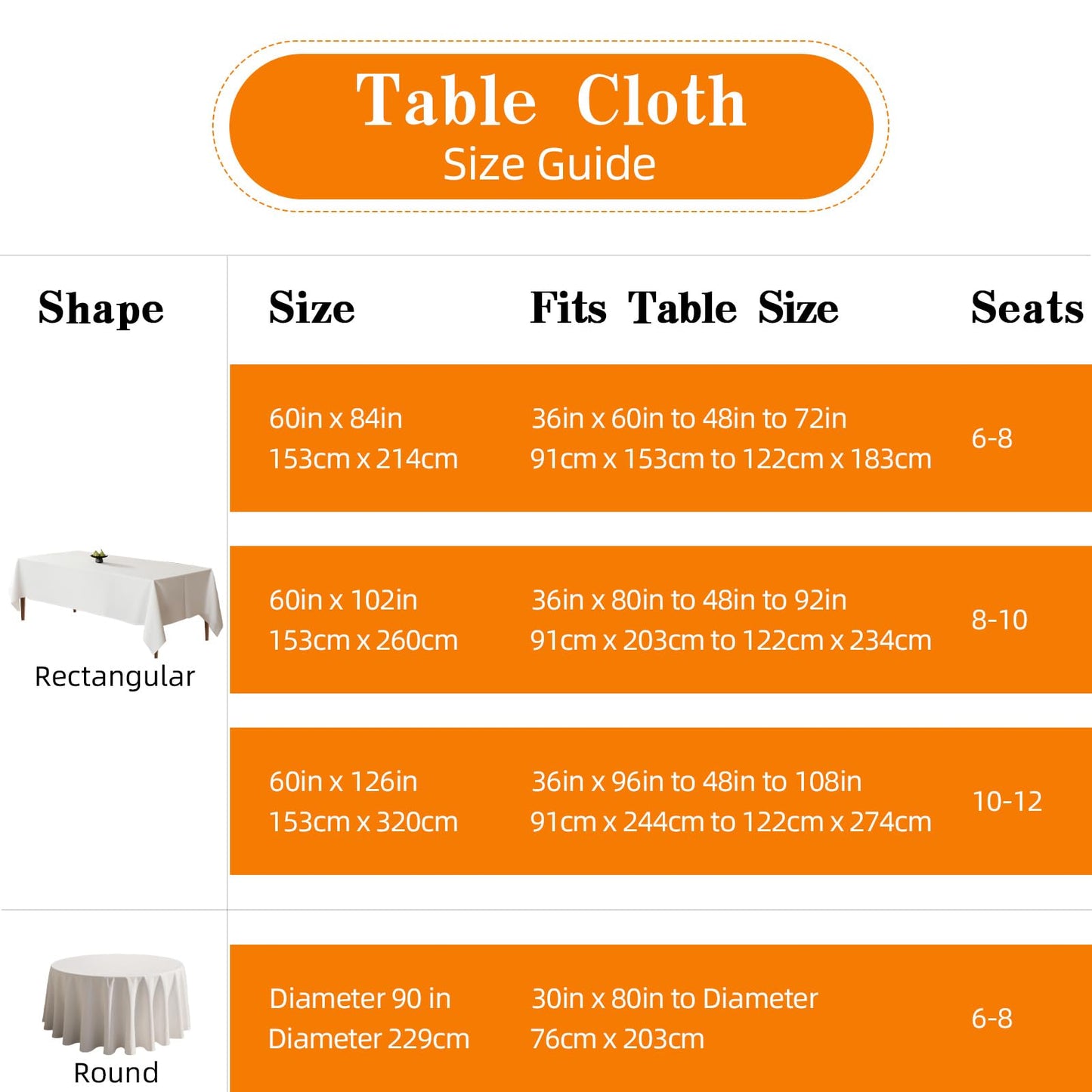 DRESSMAKER 10 Pack White Table Cloth Rectangle 60x102 Inches Polyester Tablecloth for 6ft Tables Washable Fabric Bulk Table Cloths for Party,Wedding Banquet
