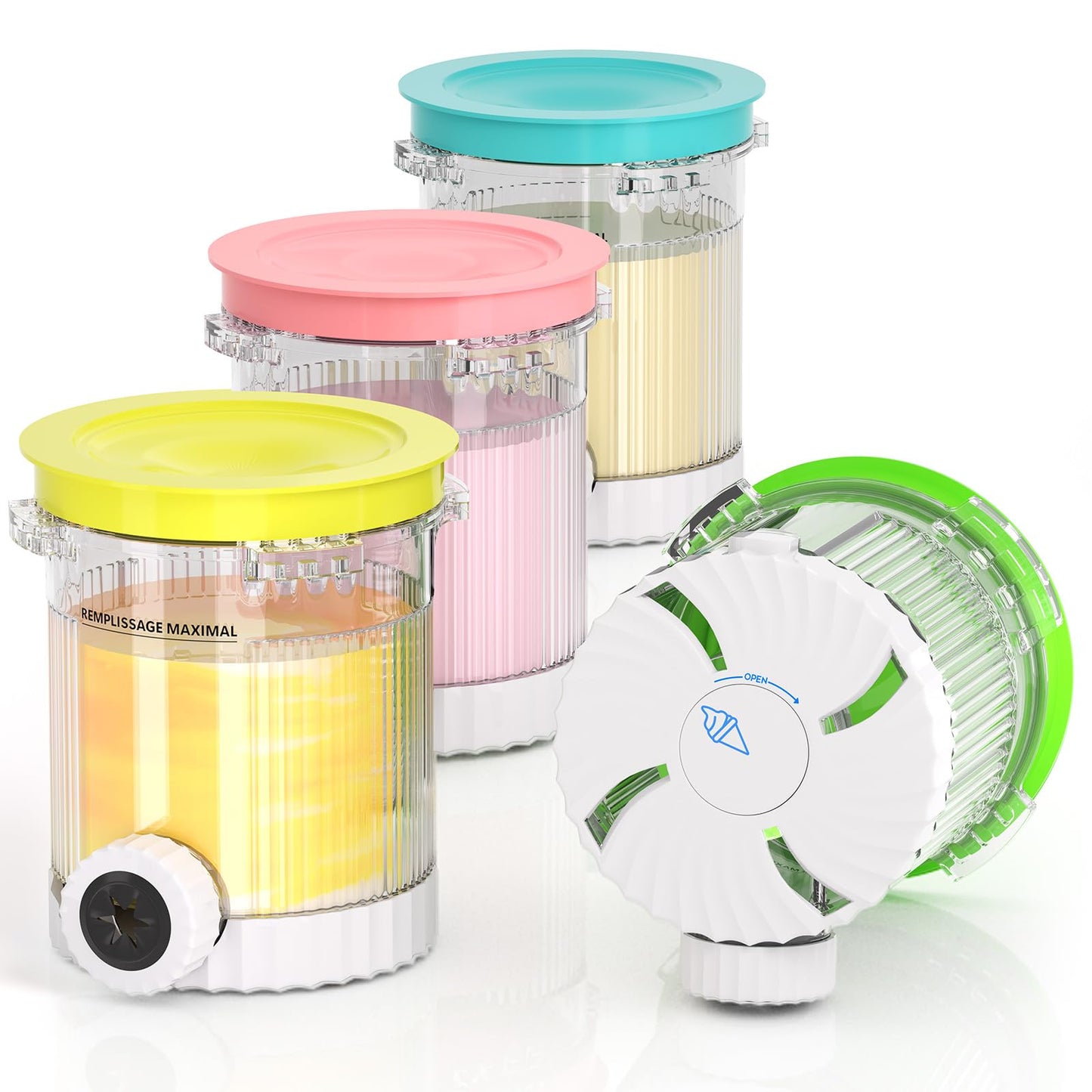 4 Pack for Ninja Creami Swirl Pints and Lids Compatible with Ninja NC700 Series, NC701, NC701C, Creami Containers for Swirl Ice Cream & Soft Serve Makers, BPA-Free, Dishwasher Safe