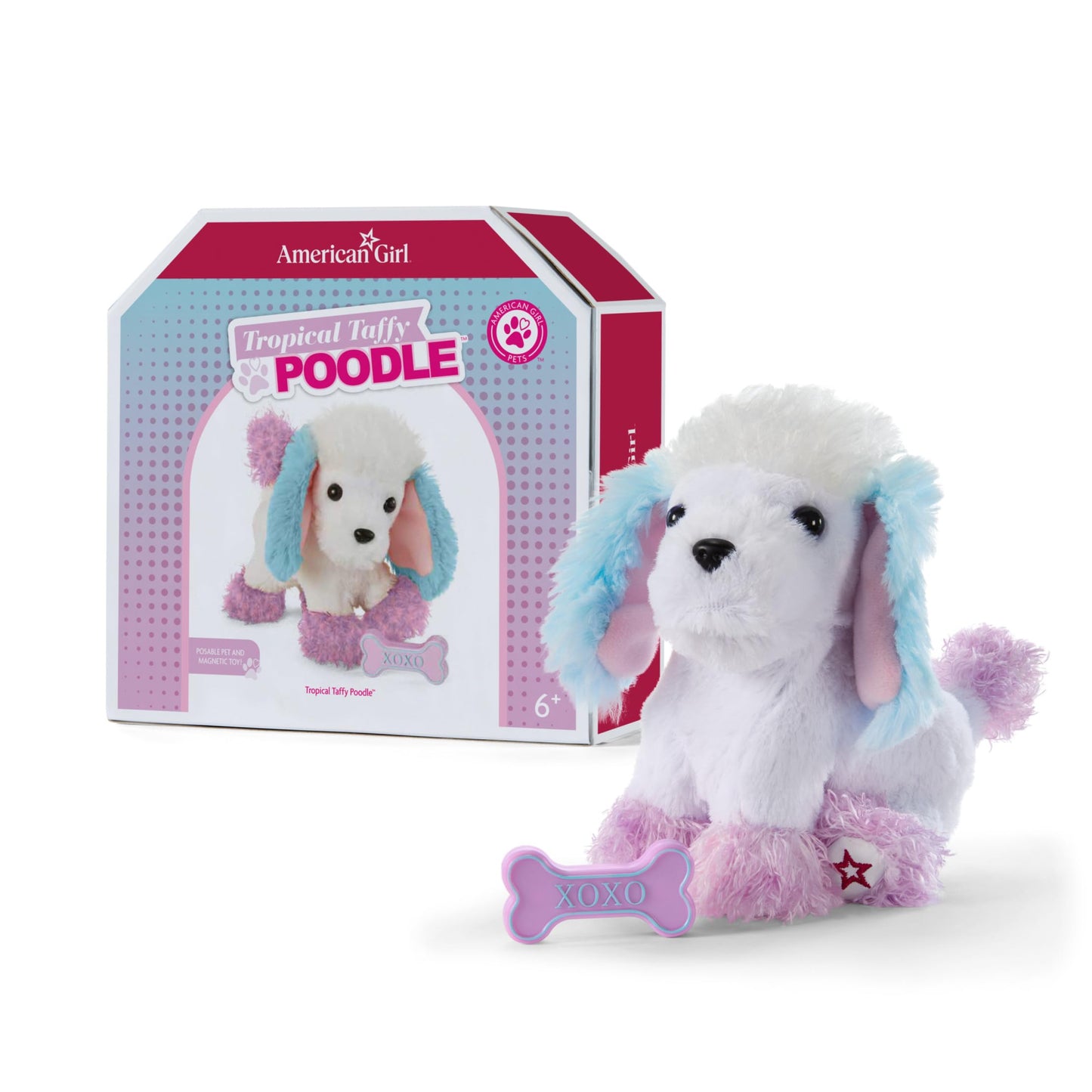American Girl Truly Me Tropical Taffy Poodle Pet with Pink Bow and Dog Bone Toy, for Ages 6+