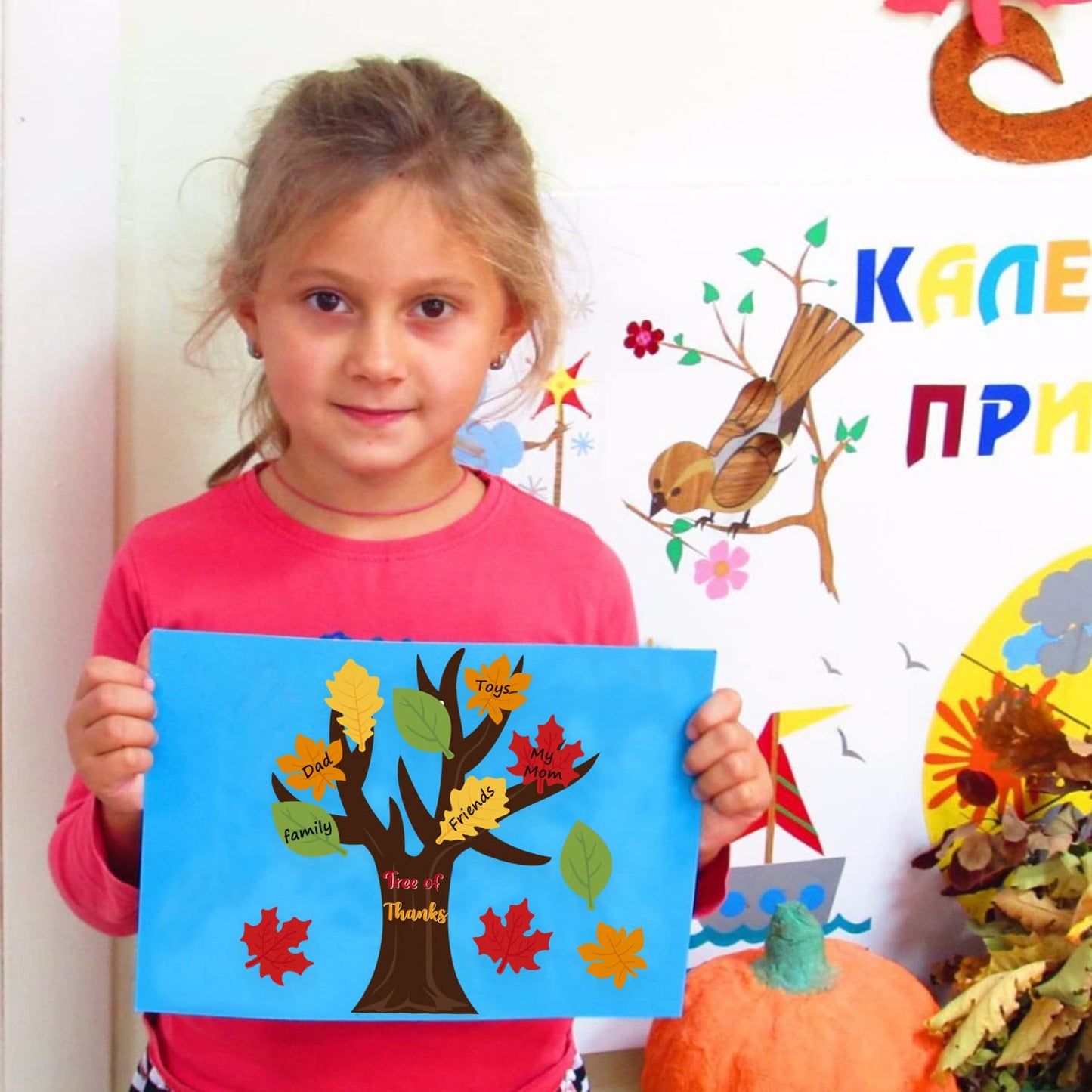 Haooryx 24 Pack Tree of Thanks Make Your Own Thanksgiving Tree Hanging Ornament, DIY Fall Craft Kit for Kids Classroom Autumn Thankful Art Project Activity Party Home Decoration