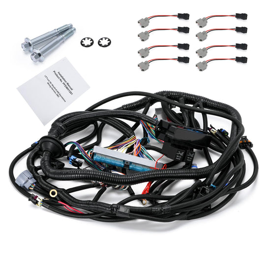 4L60E DBC LS Standalone Wiring Harness Compatible with GM LS1 1999-2006 Vortec Engines 4.8L 5.3L 6.0L Drive by Cable, with 8 Pack Fuel Injector Connector Adapter EV1 Transfer to EV6