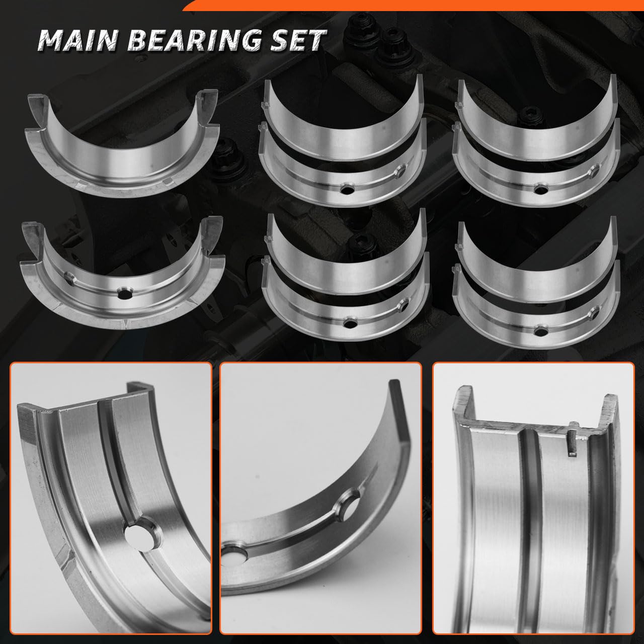STD Main & Rod Bearing Set Replacement for Chevy LS 4.8 5.3 5.7 6.0 6.2L Engine 1997-2013 LS1 LS2 LS3 V8, Standard Size Crankshaft Connecting Rod Bearing kit MS2199P MB5293SI CB663P CR807SI