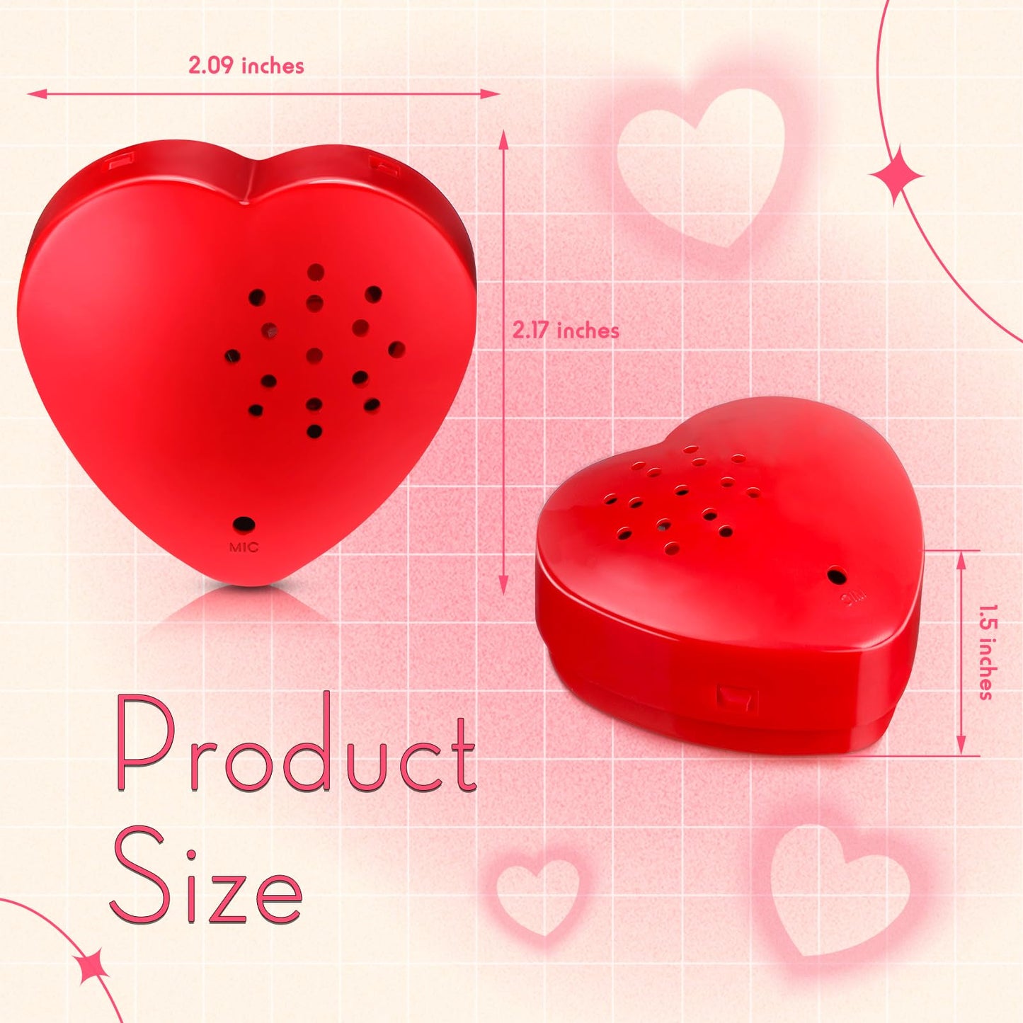 Fabbay 20 Pack Voice Recorder for Stuffed Animal 30 Seconds Heart Red Push Button Heart Sound Recorder Recordable Device for Stuffed Animals Blanket Pillow Message Recording