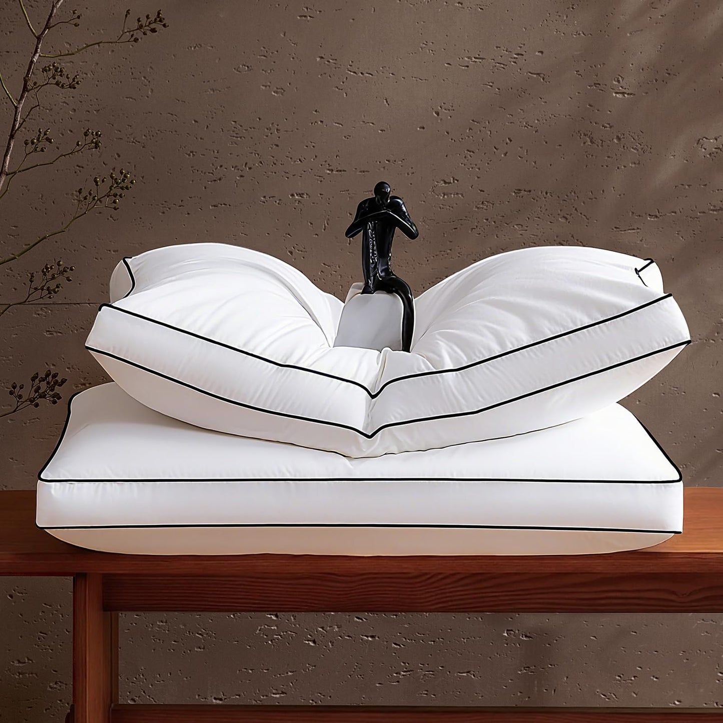 Feather Down Pillows King Size Set of 2 Pack,Luxury Hotel Collection Bed Pillows for Sleeping, Fluffy Soft Medium Firm Down Surround Gusseted Pillows for Side Back Stomach Sleepers 20 x 36 in