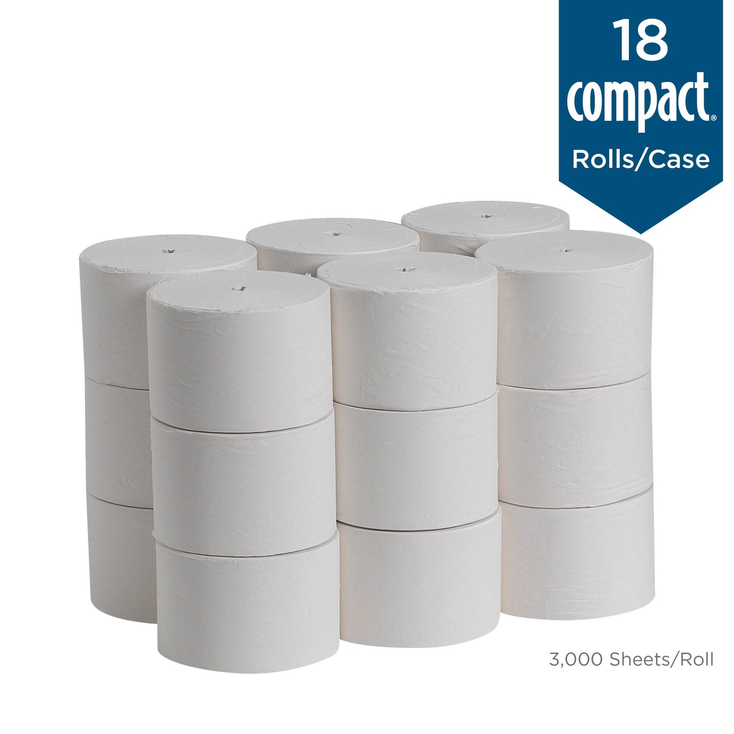 Georgia-Pacific Compact Coreless 1-Ply Recycled Toilet Paper by GP PRO (Georgia-Pacific), 19374, 3,000 Sheets Per Roll, 18 Rolls Per Case