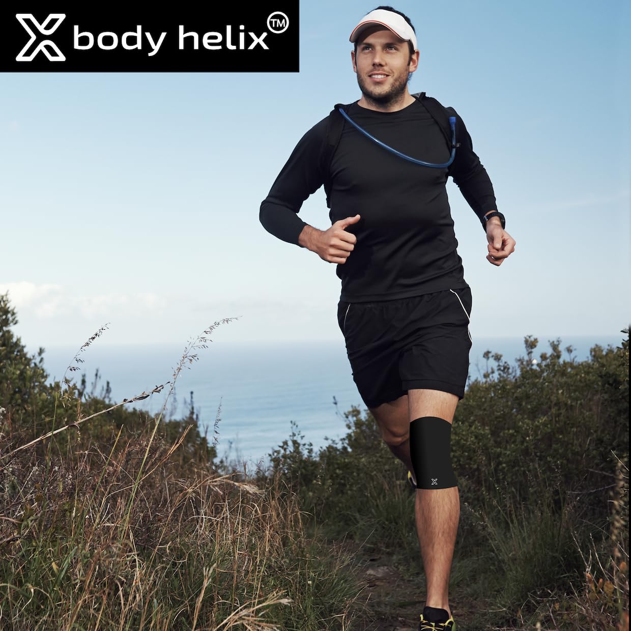 Body Helix Full Knee Compression Sleeve for Knee Pain Relief - Arthritis, Meniscus, Swelling, ACL, Sprains - Knee Sleeve for Women and Men (Black, Medium)