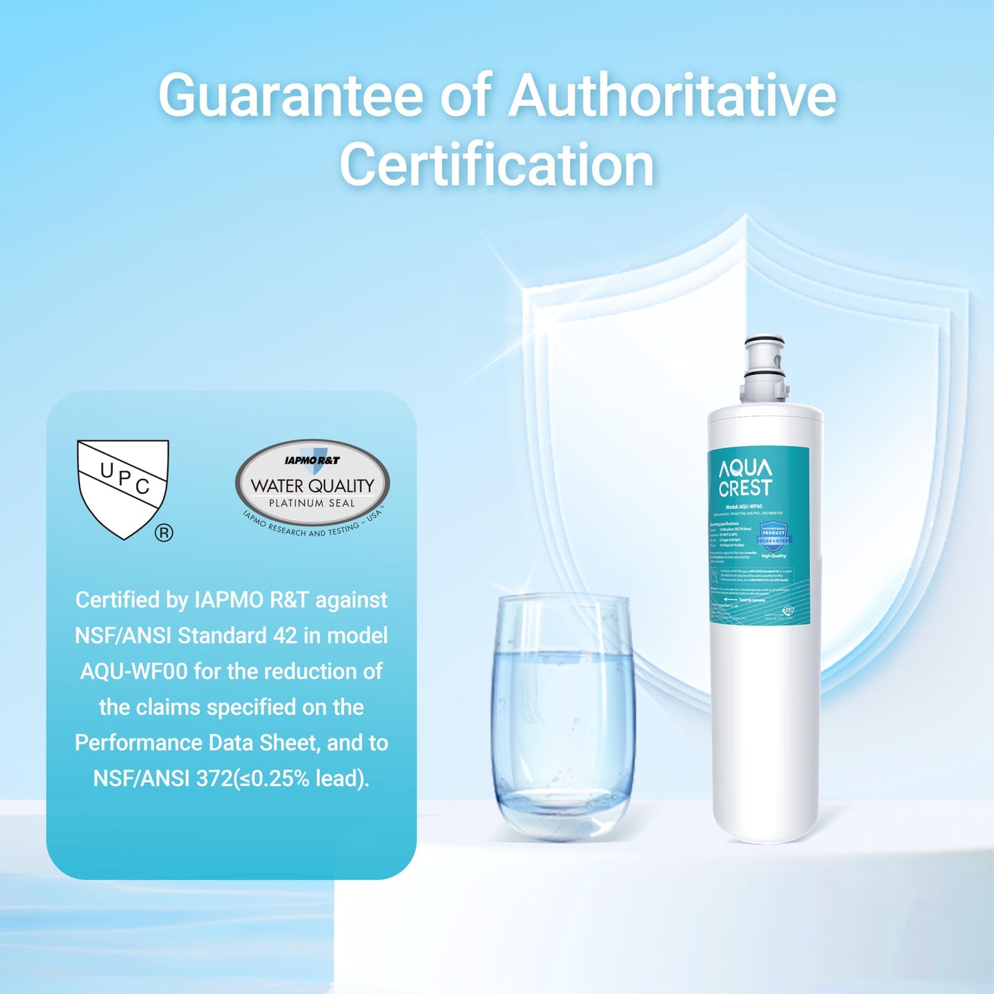 AQUA CREST 3US-PF01 Replacement Filter, NSF/ANSI 42 Certified Replacement for Advanced Filtrete® 3US-PF01, 3US-MAX-F01 Water Filter, Delta RP78702, Manitowoc K-00337, K-00338, HF20 HF25 HF27, 3 Pack