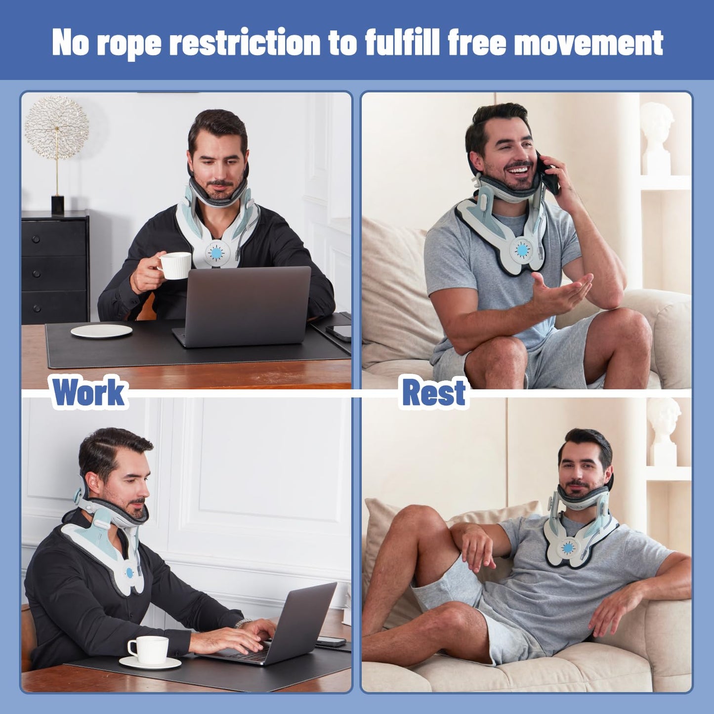 Cervical Neck Traction Device, Adjustable Air Pump Inflatable, Built-in 8 Airbag, Neck Stretcher for Cervical Pain Relief and Relaxation