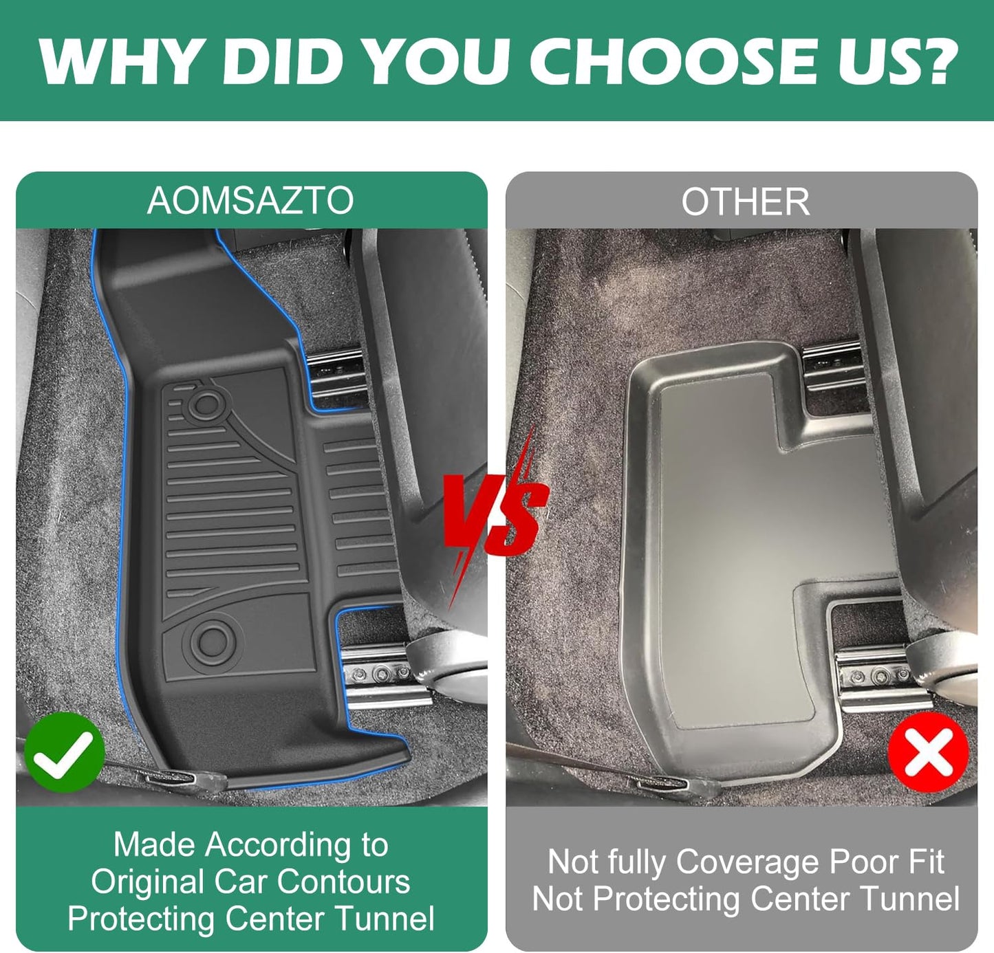 AOMSAZTO Floor Mats Fit for 2015-2023 Dodge Challenger RWD - All Weather Custom TPE Floor Liners Full Set Include 1st and 2nd Row Front & Rear