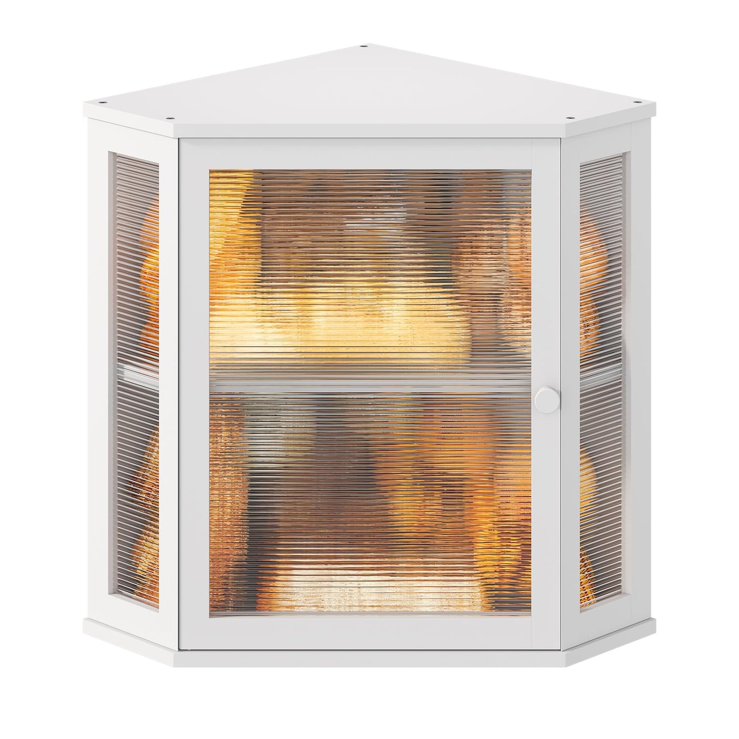Wieghda Corner Bread Box for Kitchen Countertop, Farmhouse Style with Acrylic Wavy Door Panel White Counter Bread boxes, Extra Large Food Storage Container