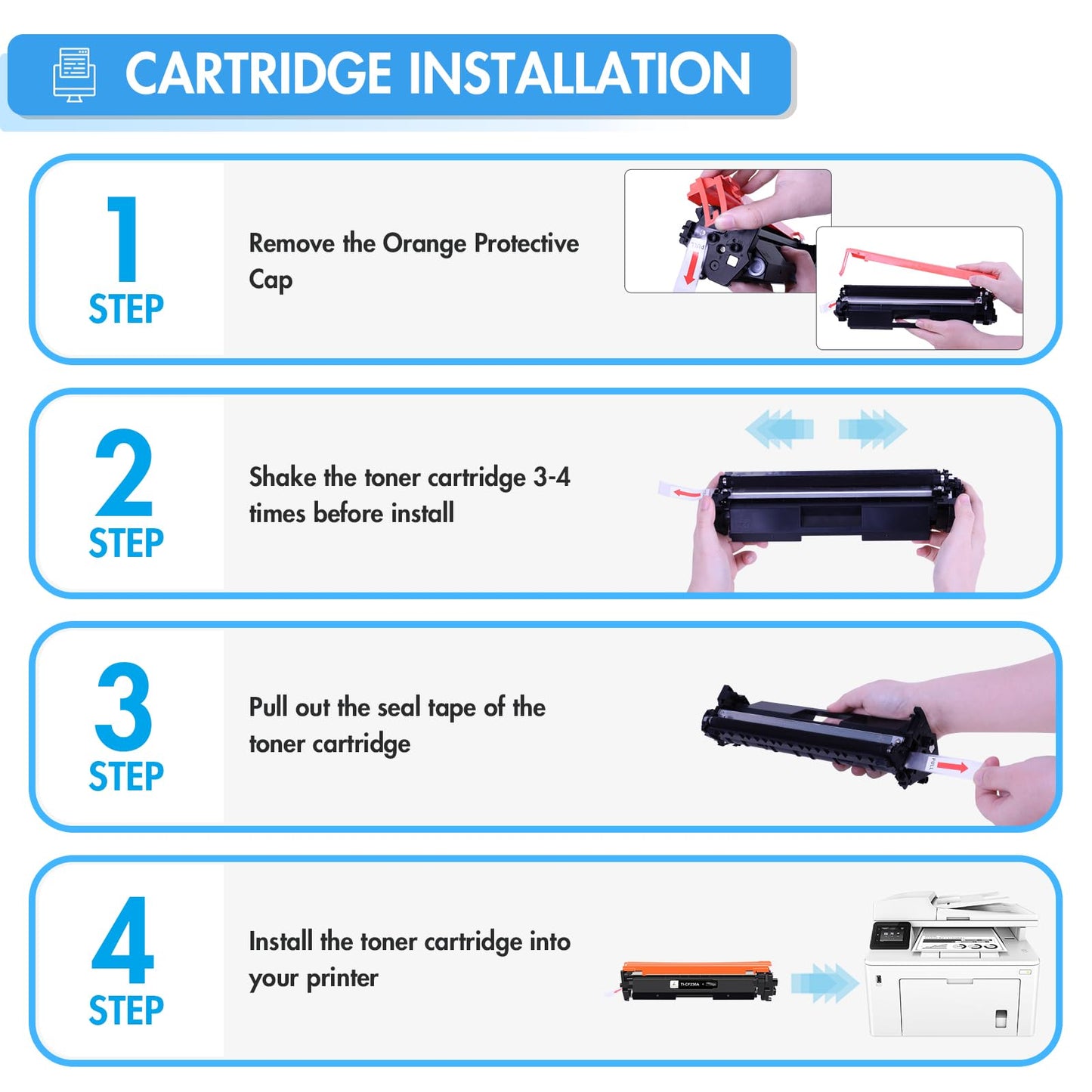 CF230A 30A Black Toner Cartridge Compatible Replacement for HP 30A CF230A 30X CF230X M227fdw for HP Laserjet Pro MFP M203dw M227fdn M203dn M227sdn M203d M227 M203 Series Printer (Black, 2-Pack)