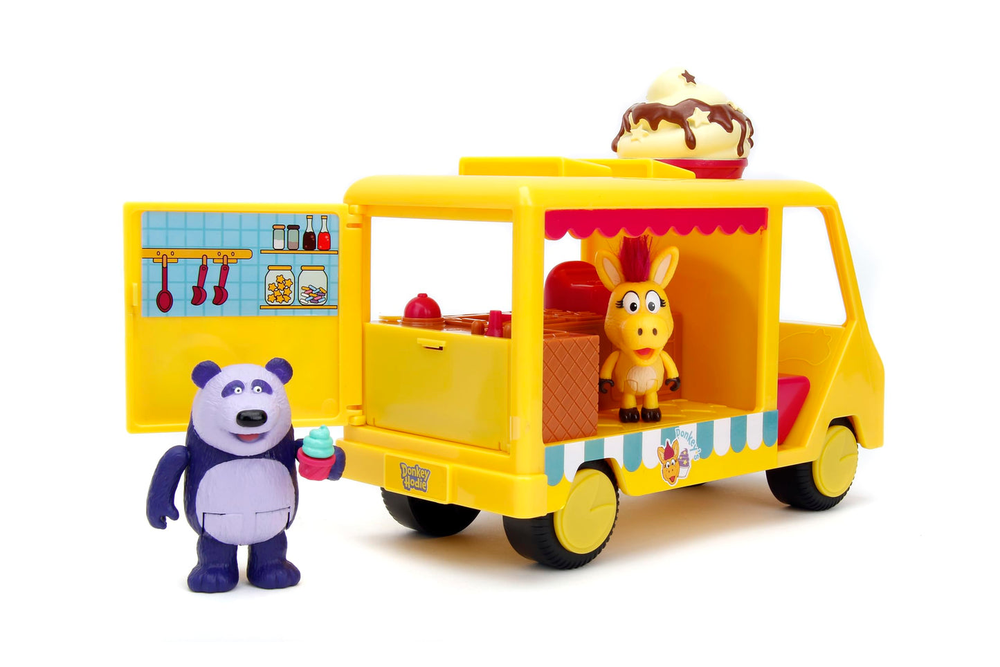 Donkey Hodie House Playset Froyo Frozen Yogurt Truck with Two 3" Flocked Figures + Accessories, Toys for Kids and Adults