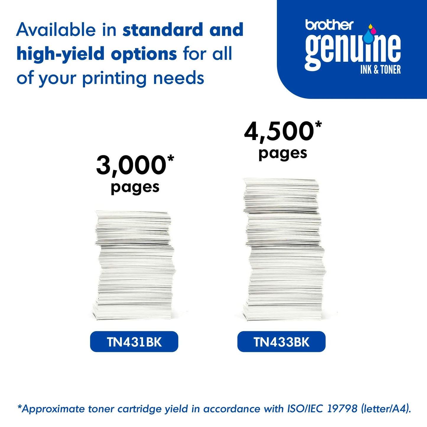 Brother Genuine TN433BK High Yield Toner-Retail Packaging , Black, 1 Size