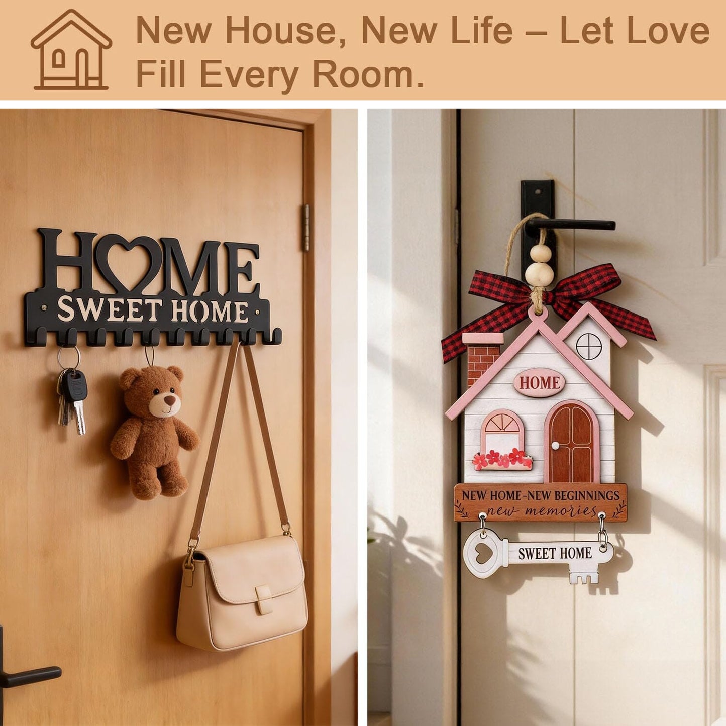 House Warming Gifts New Home, 19pcs New Home Gift Basket For Homeowners, Couple Women Neighbor - Includes Decoration, Kitchenware, Towel, Greeting Card, First Time Home Buyer Gift, Housewarming Gifts