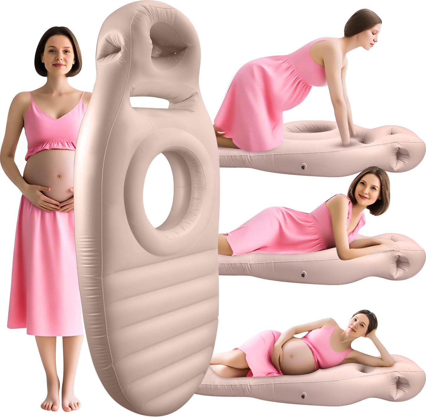 KSFJEU Inflatable Pregnancy Pillow with Belly & Face Opening,Full Body Maternity Airbed for Stomach Sleeping,Portable Prone Support Bed for Expecting Moms,Portable & Includes Electric Pump Gray