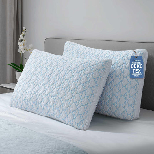 Cotelovo Shredded Memory Foam Soft Cooling Viscose Pillows Adjustable Hypoallergenic Hotel Quality Bed Pillows for Side, Back and Stomach Sleeper, Oeko-TEX Certified King Size Set of 2