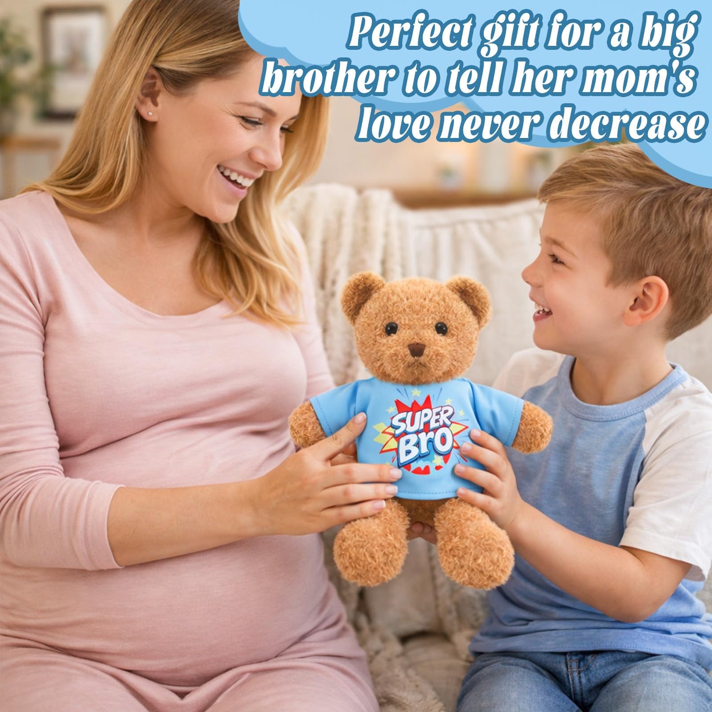 HAPGFS Big Brother Gift Set for Boys, Promoted to Bigbro, Plush Bear with Big Brother Outfit, Coloring Book, Medal, and Mask for Boys Age 3-8 from New Baby