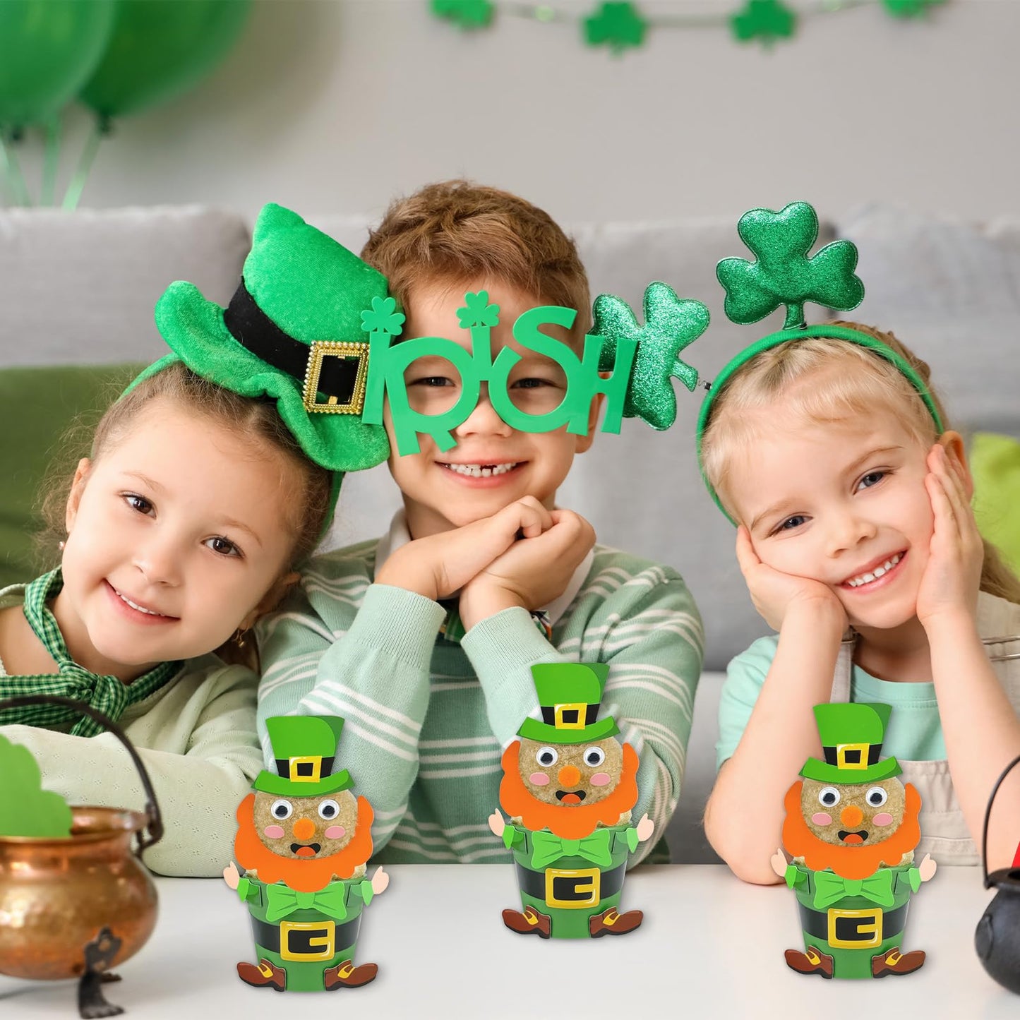 Cinrobiye 24 Set St. Patrick's Day Crafts Kits DIY Leprechaun Flower Pot Making Kit Decorative Lucky Irish Leprechaun Pots Art for Home School Classroom Activities Shamrock Party Favor Supplies Decor