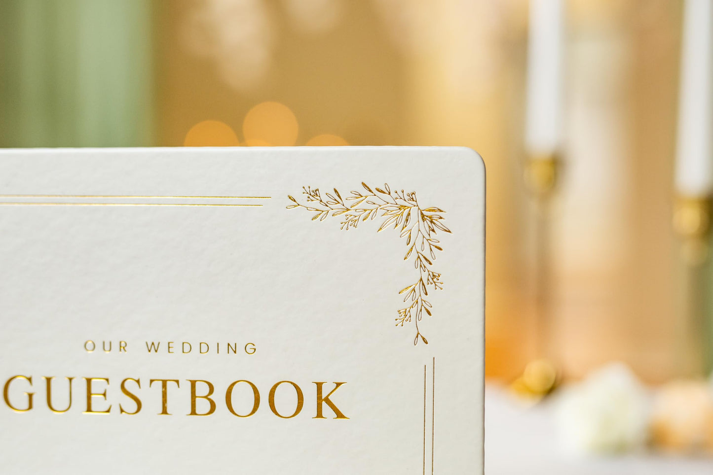 Modern Album Designs Floral Embossed Wedding Guest Book Set - 9 x 7.5 Hardcover Guestbook for Wedding Reception Sign in, Messages, Bridal Shower Engagement Party (White Cream)