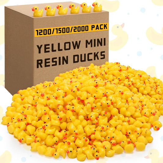 Barydat 1500 Pcs Mini Resin Ducks Bulk Tiny Duck Decoration for Hide and Seek Prank Cruises Party Mini Baby Miniature Garden Accessories Figures for Dollhouse Landscape Aquarium Gift (Yellow)