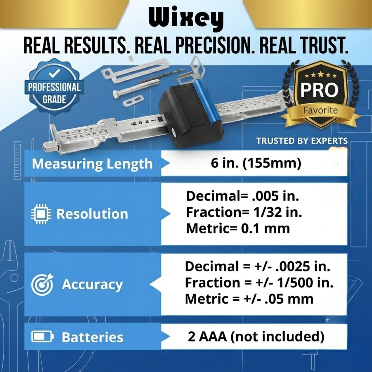 Wixey Digital Planer Gauge – Electronic Digital Readout & Thickness Measuring Tool – Accurate Calibration & Digital Dimensions – Perfect Portable Planer Accessory for Woodworking Upgrade