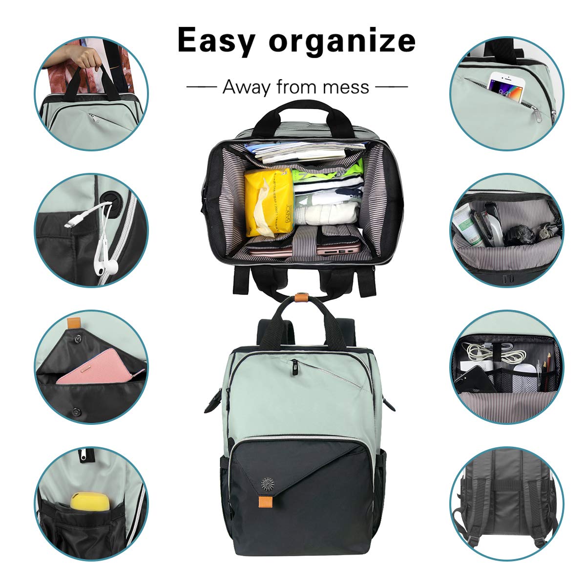 Hap Tim Laptop Backpack, Travel Backpack for Women,Work Backpack, Nurse Backpack, Teacher Backpack, Carry on Backpack(7651-GB)