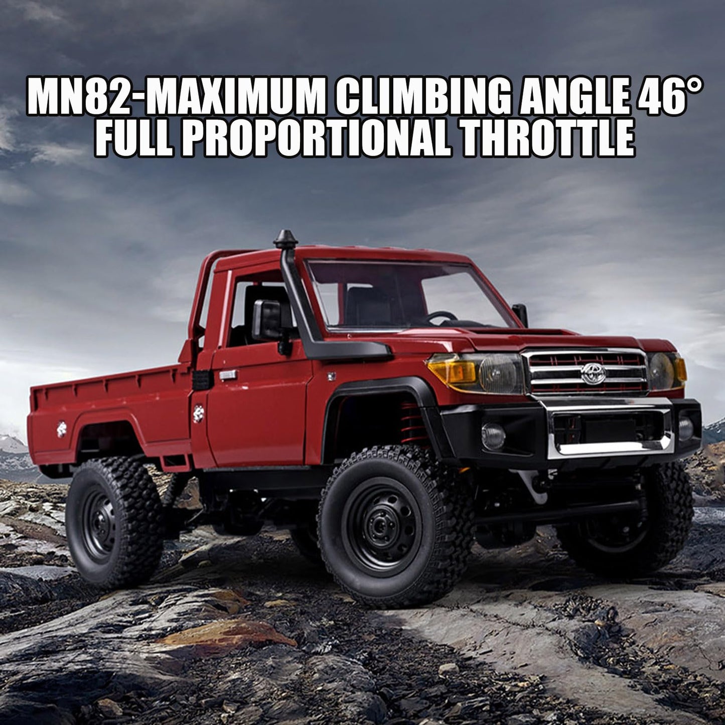 ShenFortune MN-82 1/16 Scale RC Rock Crawler Truck, 4x4 Off-Road Remote Control Car with 2.4GHz Remote & Dual 1200mAh Batteries - Ideal Gift for Birthday/Christmas/Halloween (Ages 8+)
